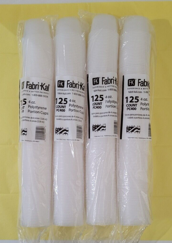 500 PORTION CUPS 4 oz #PC400 – Translucent – 125/Sleeve, 4 Sleeves – Fabrikal