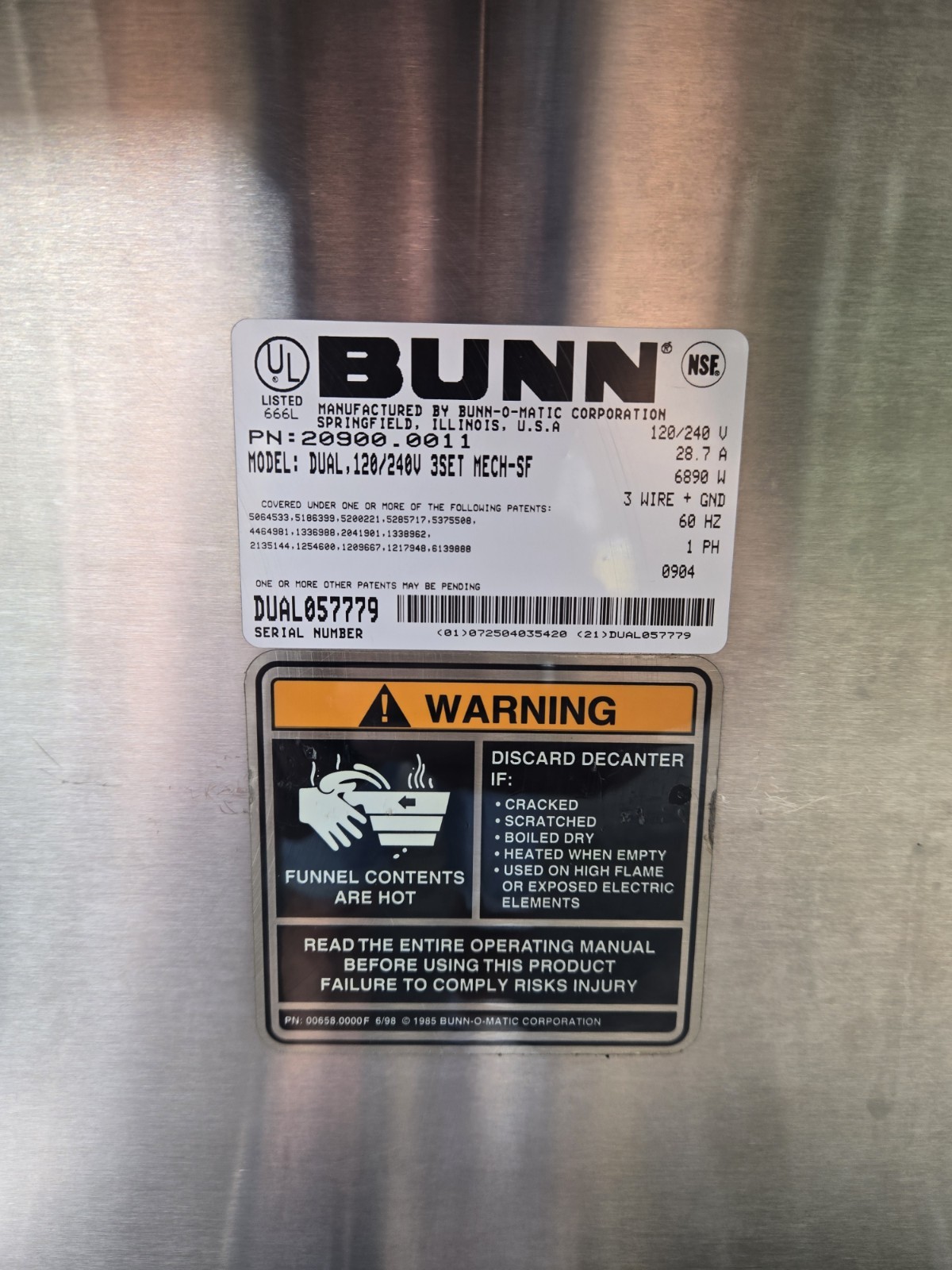 Bunn Commercial 20900.0011 Dual GPR-DBC 18.9 Gallon Dual Coffee Brewer 120/240V