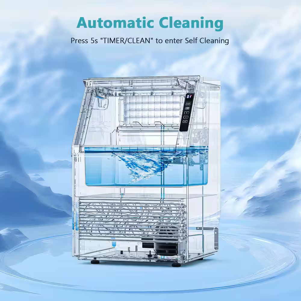 15.27 In. 80Lbs Commercial Cube Ice Maker Machine with 22Lbs Ice Storage Capacit