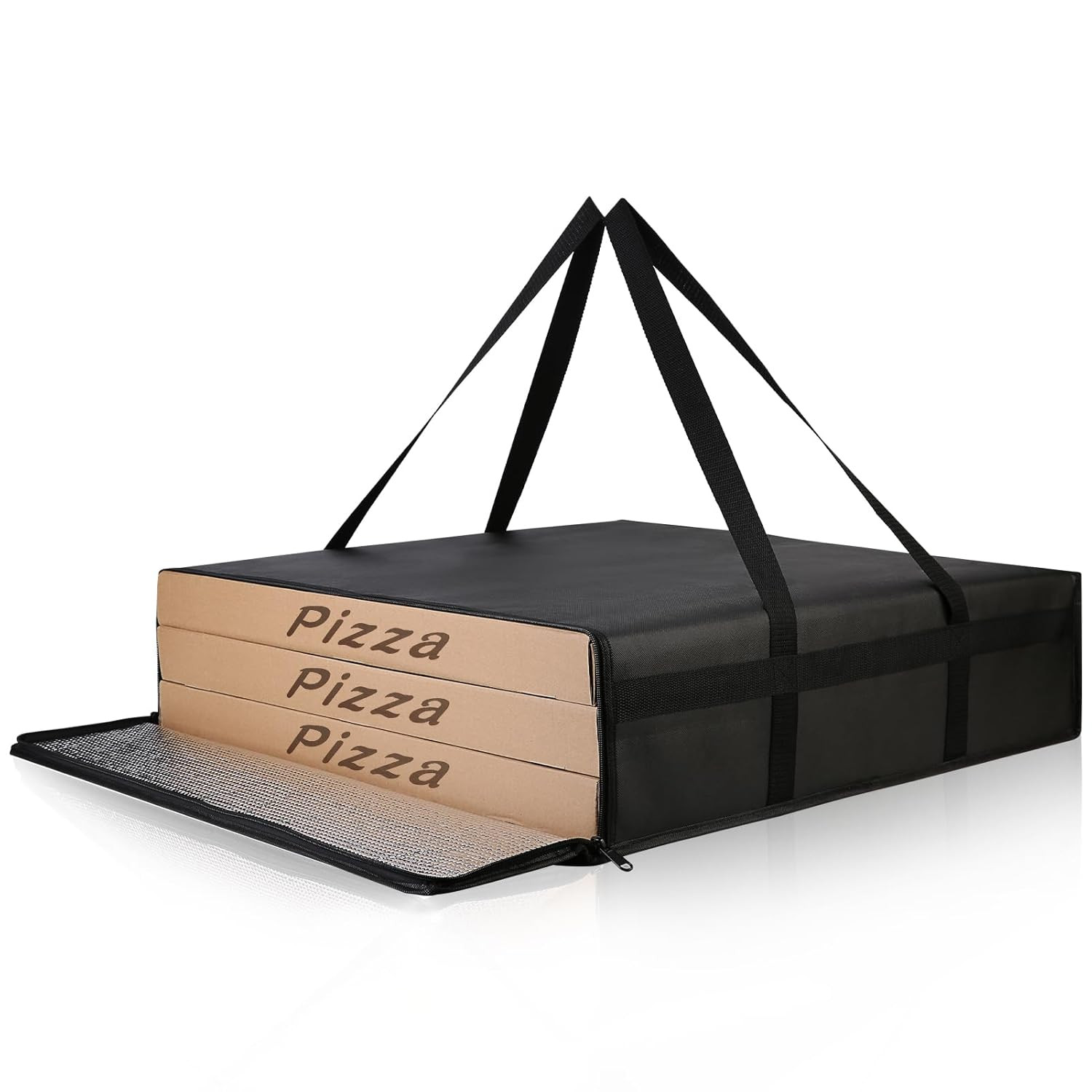 Pizza Bag for Delivery 24″ X 24″ X 6″ Insulated Pizza Delivery Bag Thermal Black