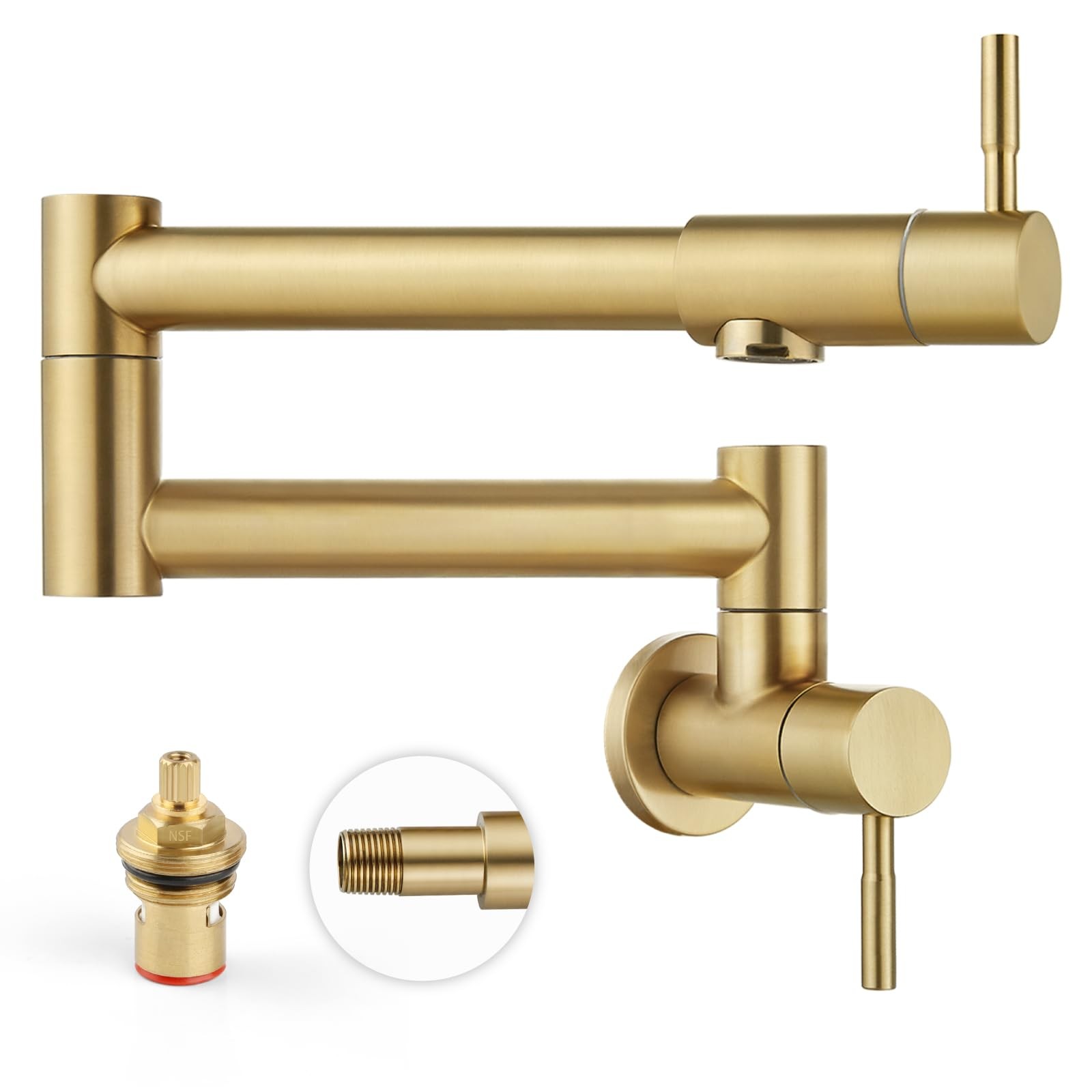 Heyalan Pot Filler 19 Inch Wall Mount Folding 19 inch, Brushed Gold