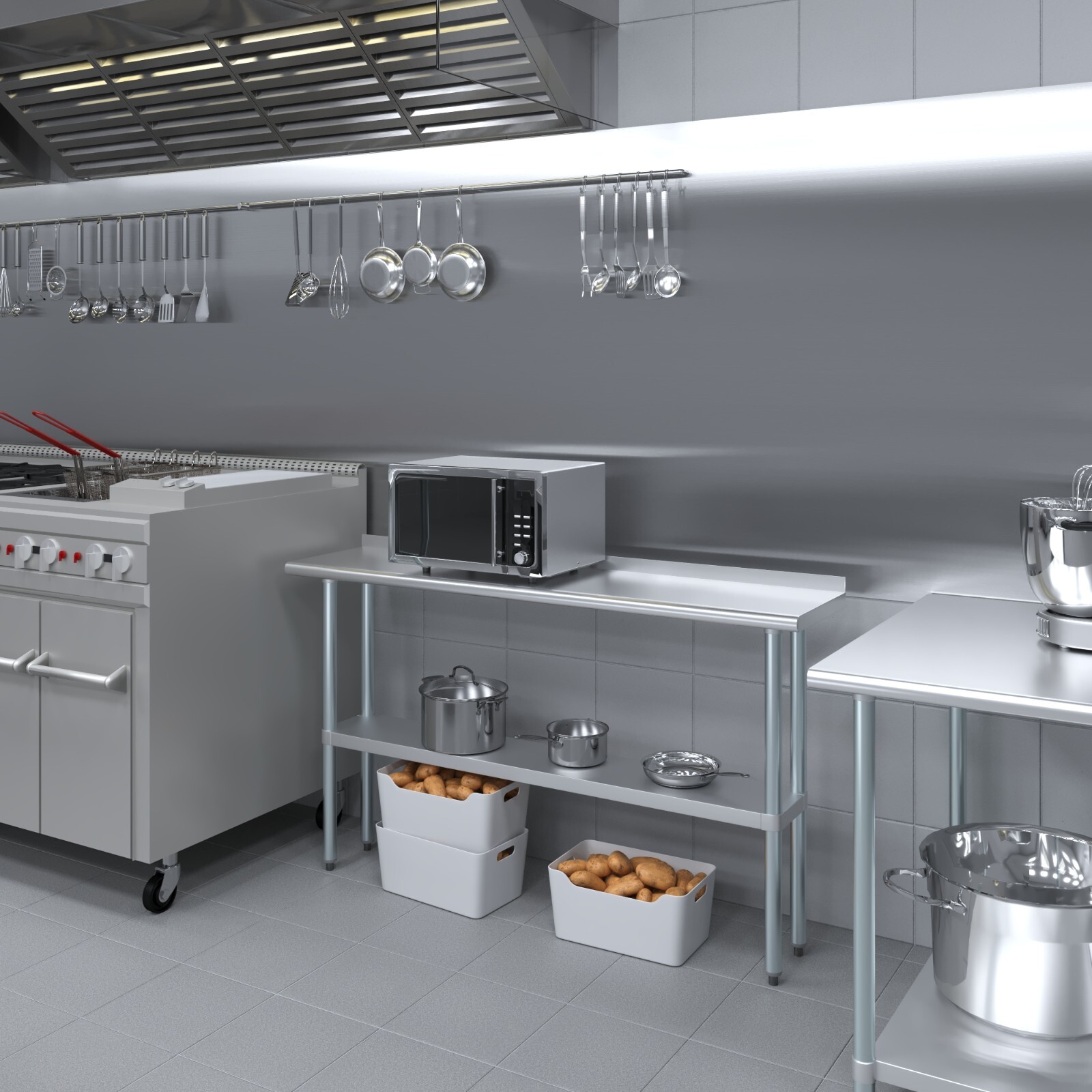 14 in. x 60 in. Stainless Steel Work Table with 1.5 in. Backsplash