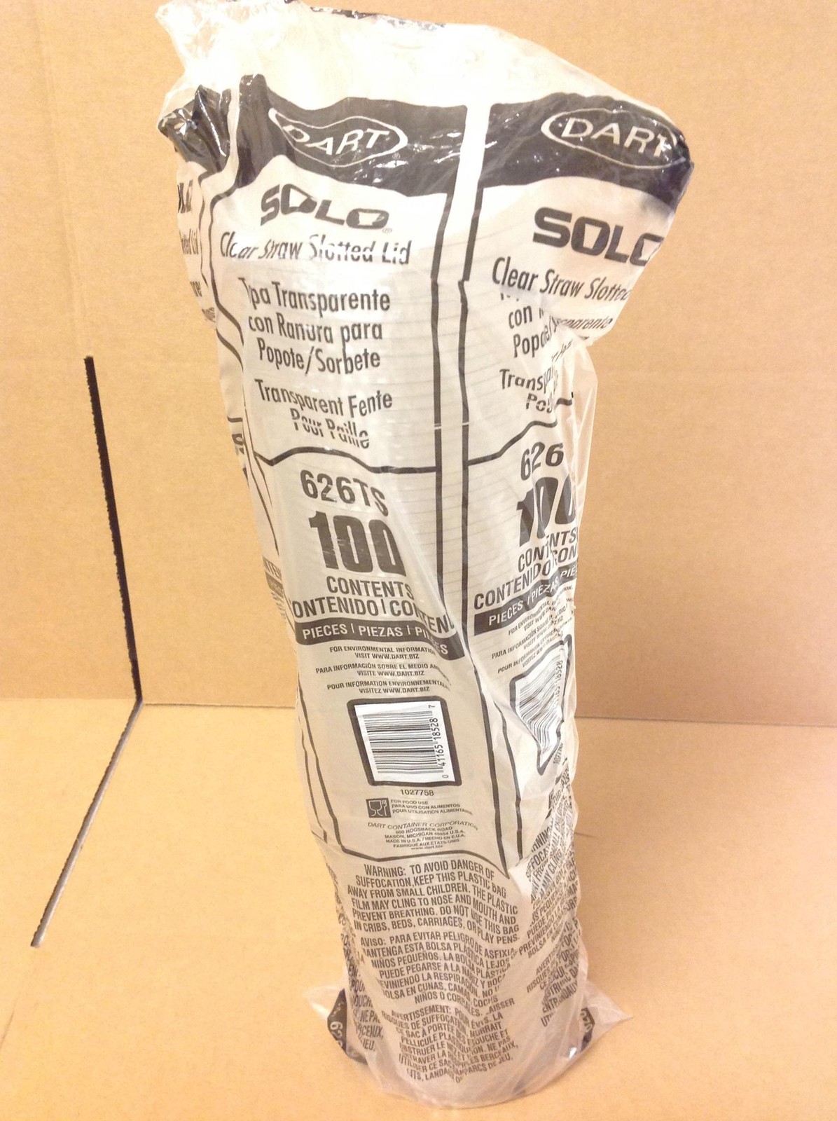 NEW Dart Solo 626TS Clear Straw Spotted Lid For Plastic Cups, 1000/Case
