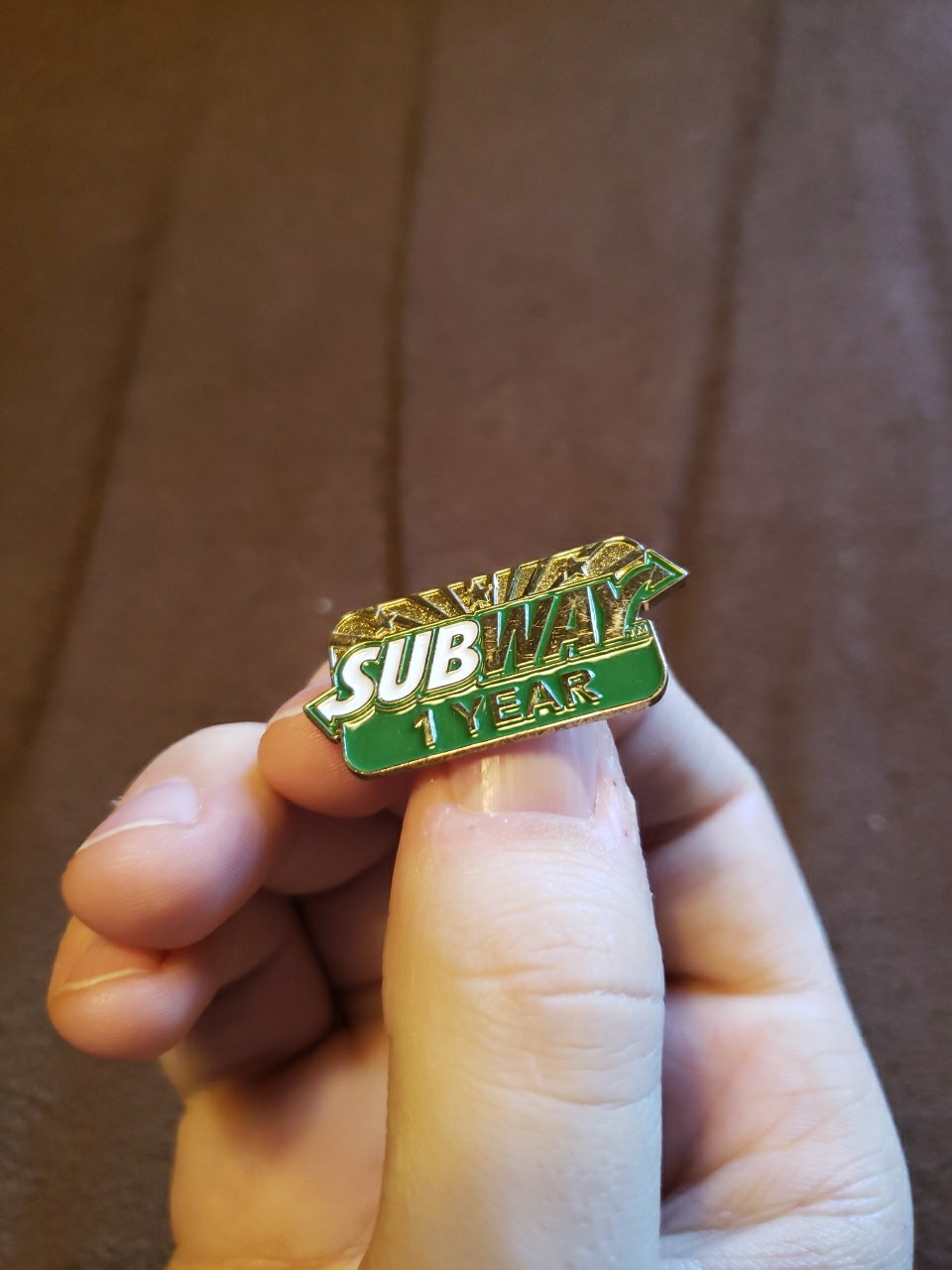 Subway Sandwich Restaurant Employee Service Award Pin 1 Year