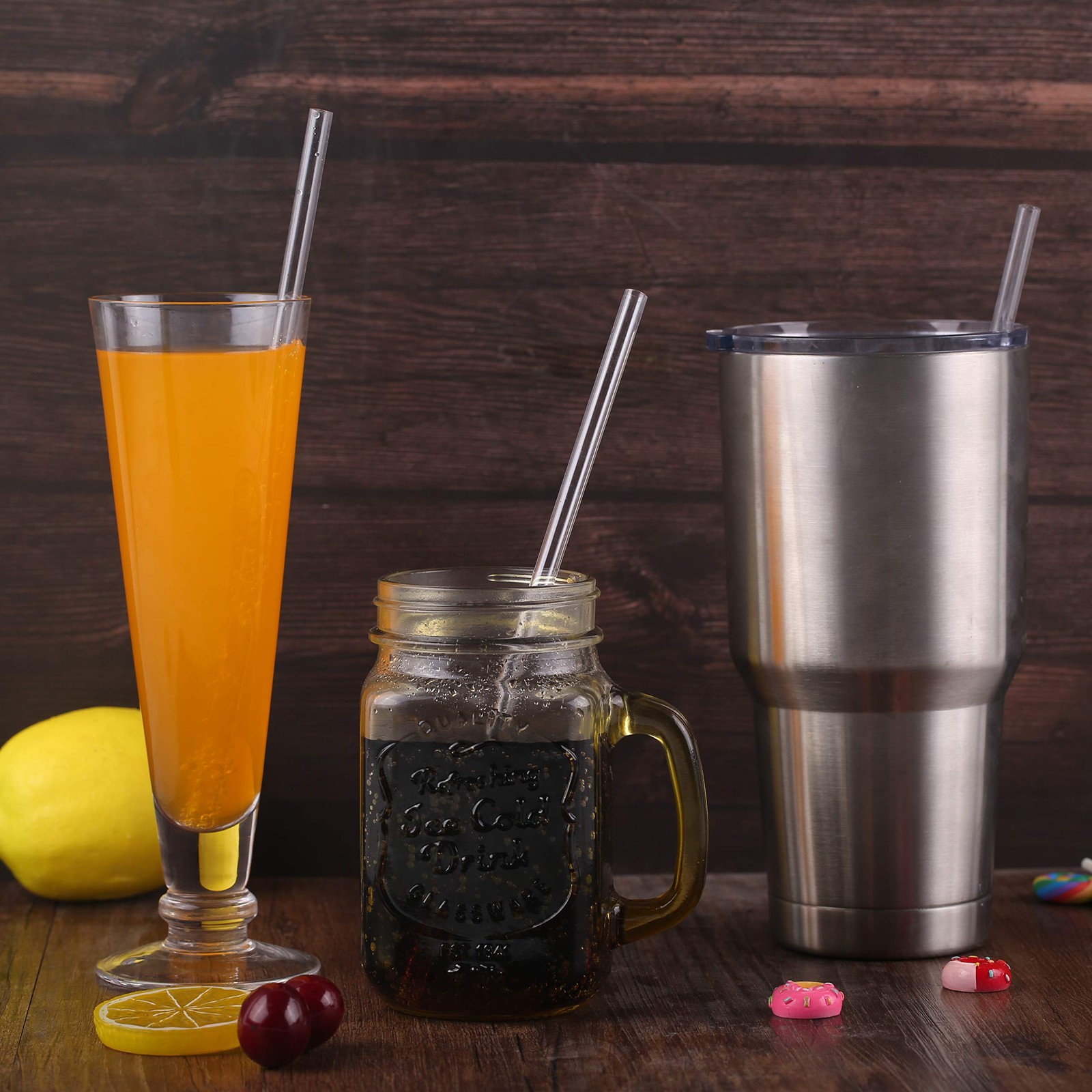12 Pieces 11 Inches Clear Reusable Plastic Straws for Tall 11 INCH,