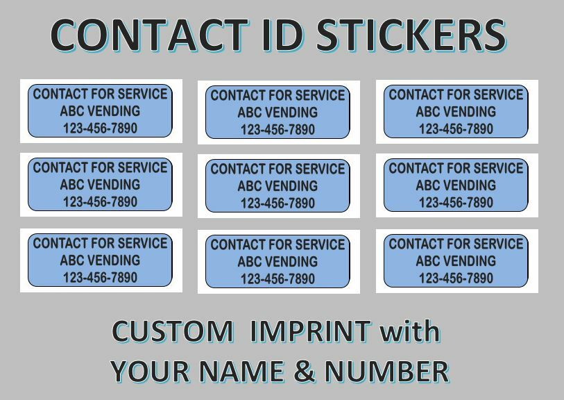 9 Contact Us Service Stickers Labels Candy Vending Machine CUSTOM NAME