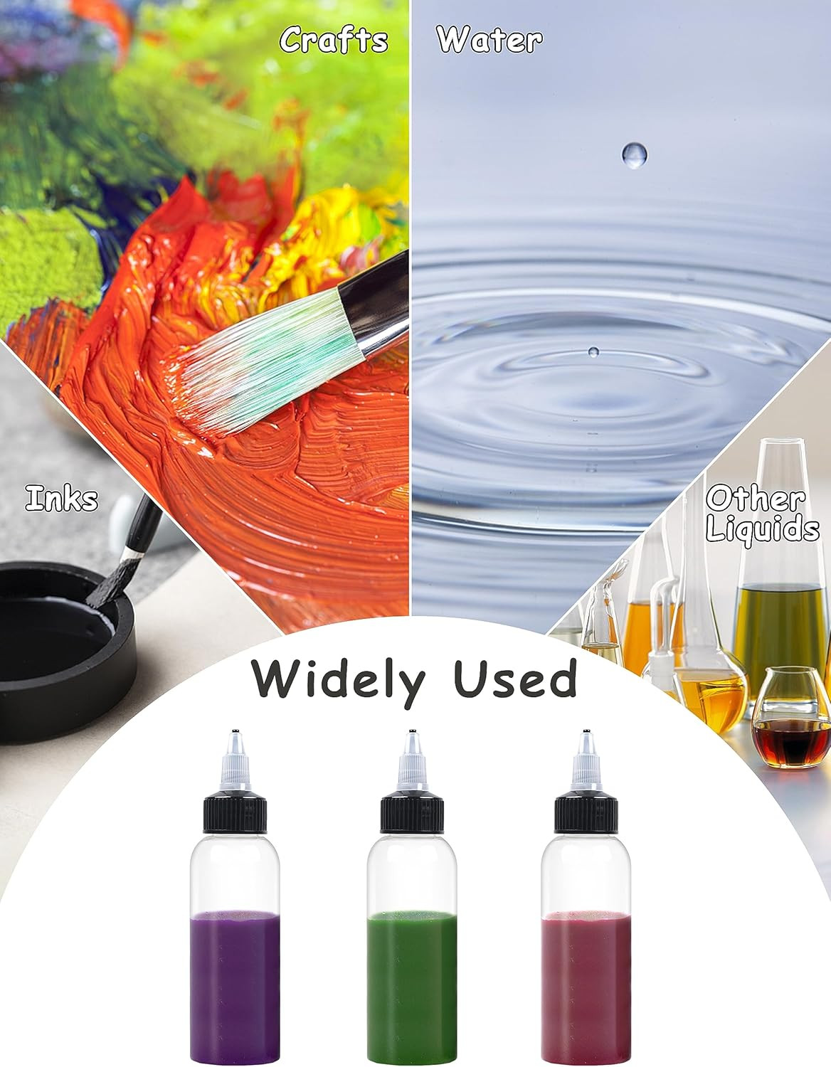 6 Pcs 2Oz Plastic Squeeze Bottles with Twist Top Cap, 60Ml Clear