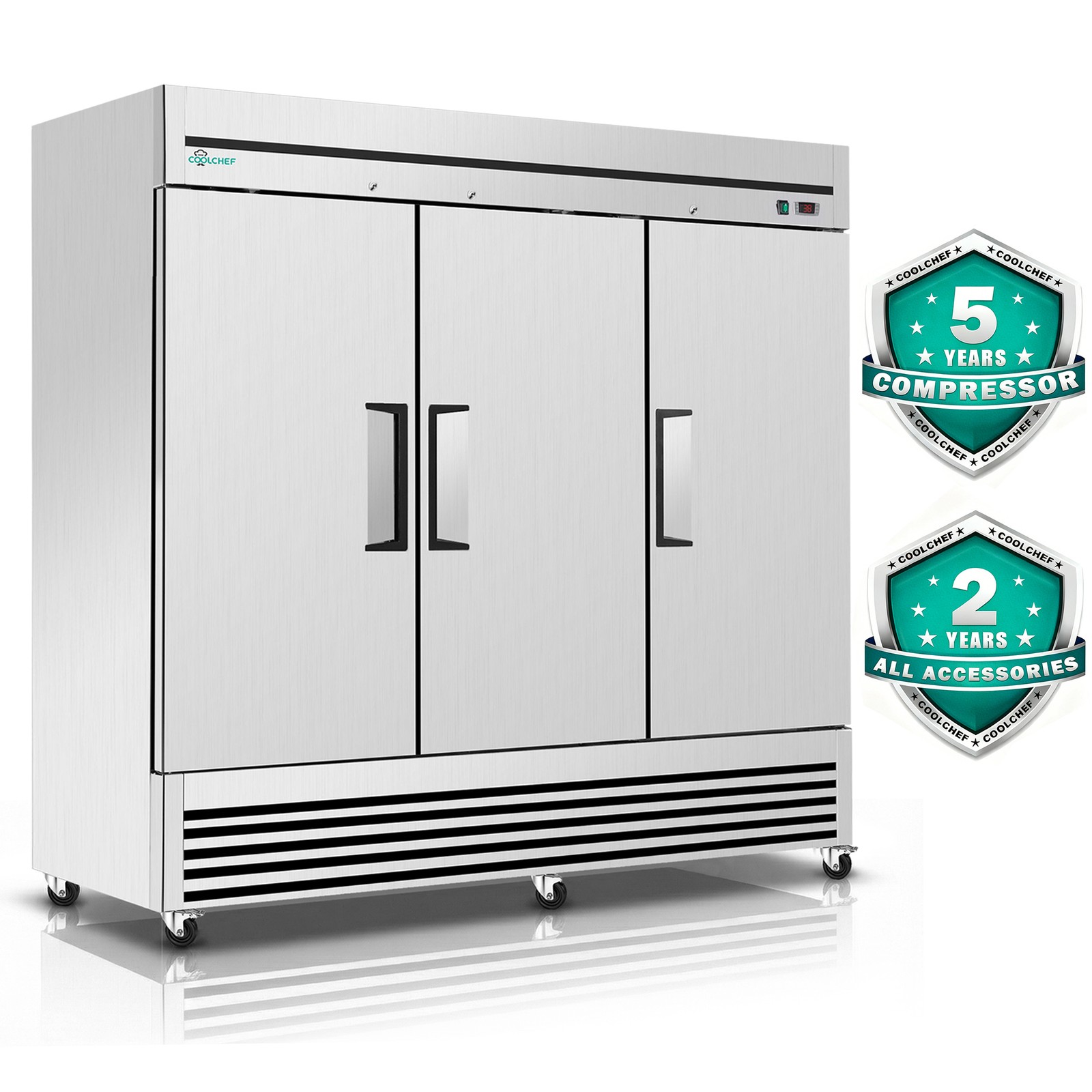 Commercial 81» Reach-In Refrigerator Stainless Steel Solid 3 Doors 72 Cu.ft.