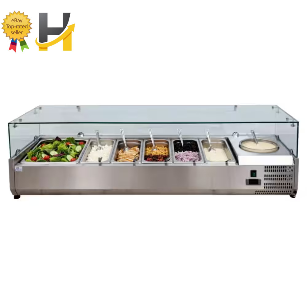 2.1 Cu. Ft. Commercial Countertop Refrigerator Condiment Prep Rail with Glass Sn