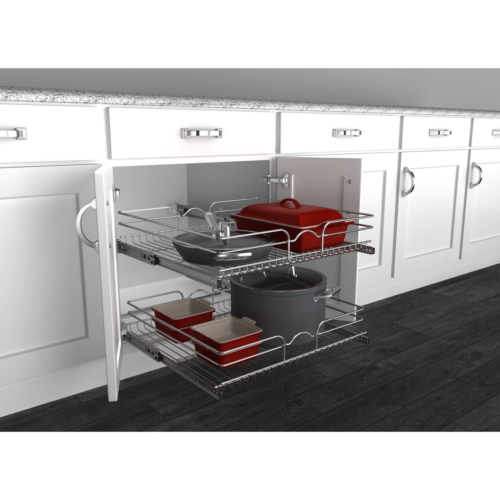 Rev-A-Shelf Kitchen Cabinet Pull Out Shelf Organizer, 24 x 22 In, 5WB2-2422-CR-1
