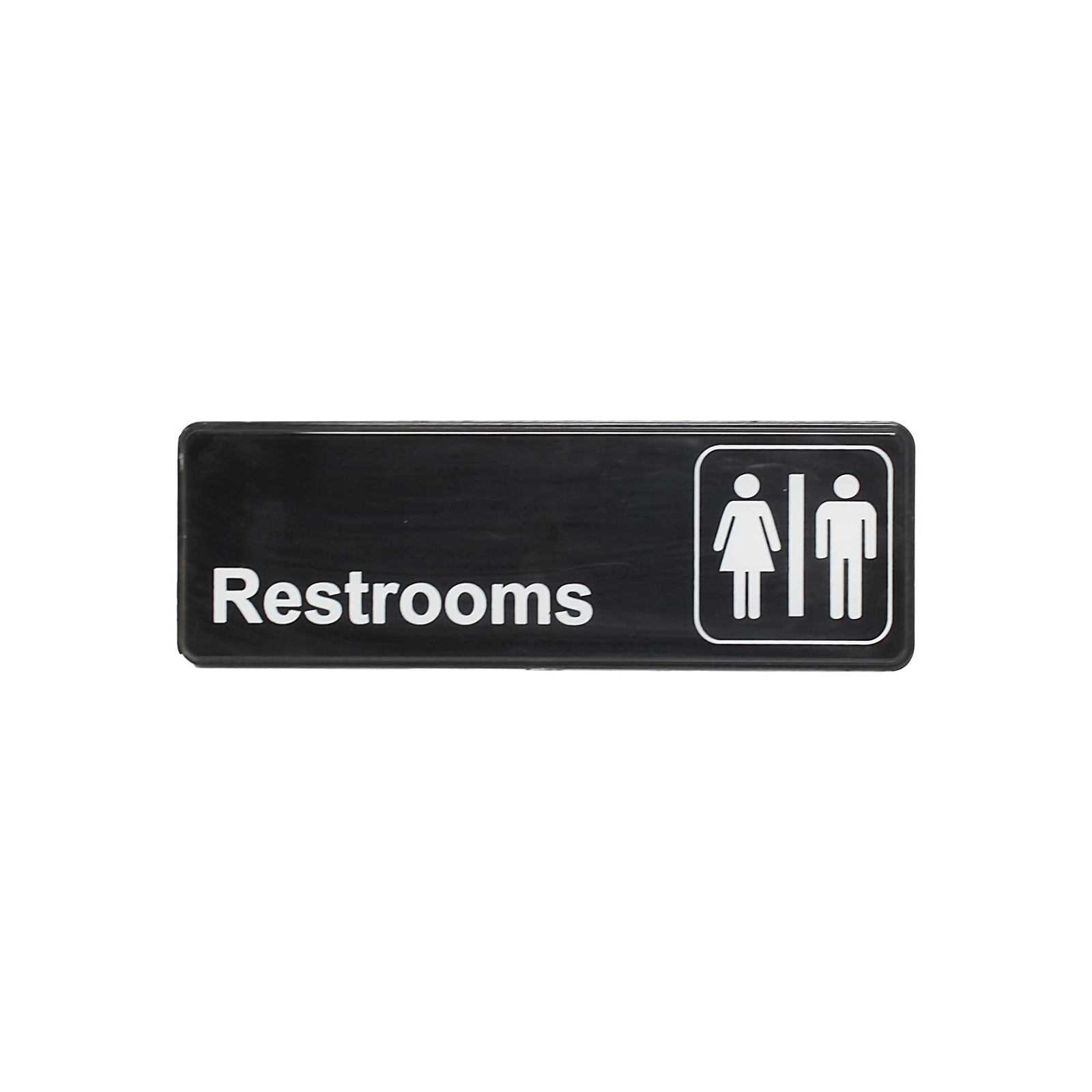 Thunder Group White on black 9 x 3 inch information sign with symbols – restr…