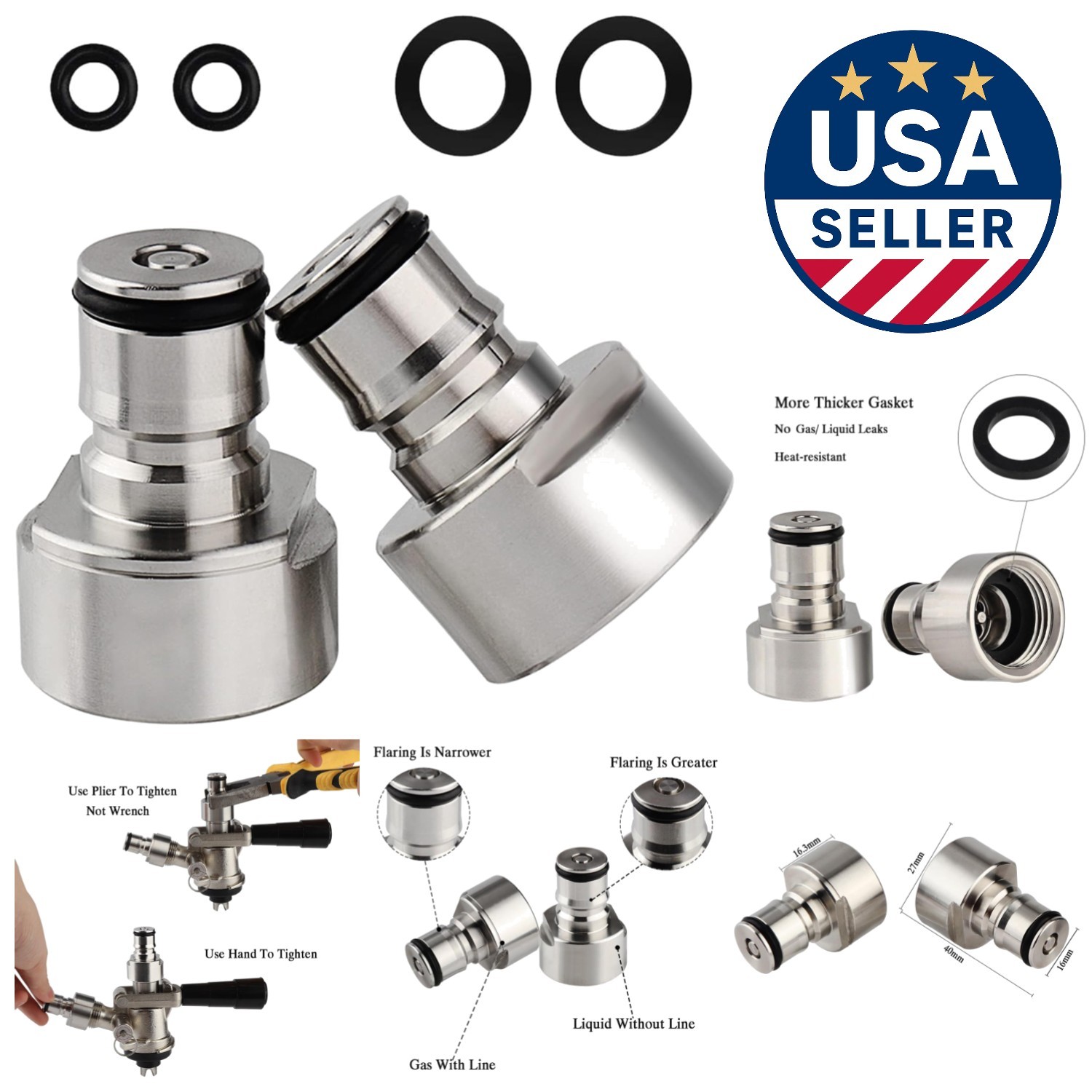 Food Safe Stainless Steel Keg Coupler Adapter Kit – Secure & Easy Conversion