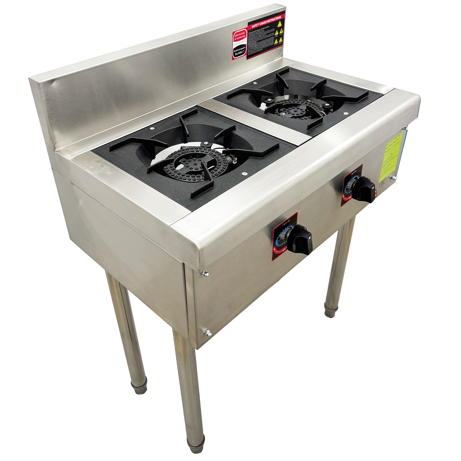 Commercial Double Burner Low-Legged Liquefied Gas Low Broth Stove for Cooking