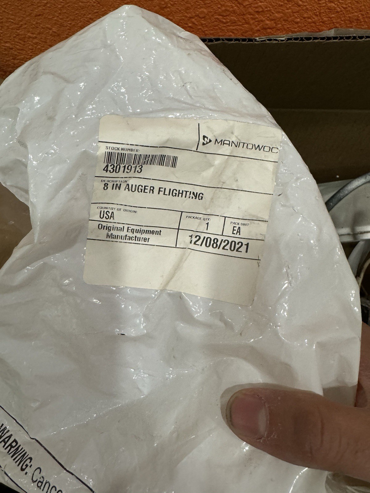 Manitowoc Ice Machine 8″ Auger Flighting Spiral 4301913 – Fast Shipping