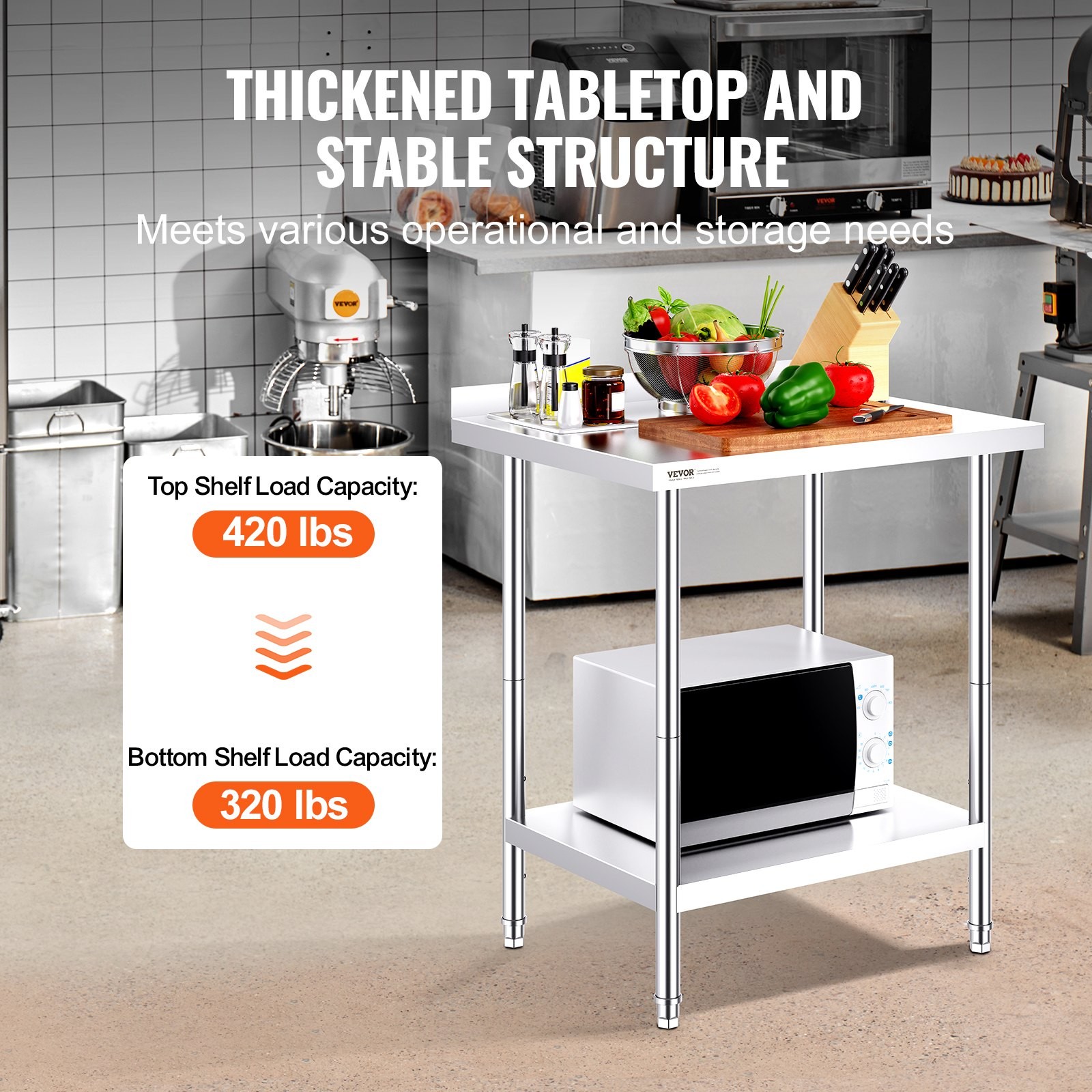 24 x 30 x 36 Inch Stainless Steel Work Table, Commercial Food Prep Worktable Hea
