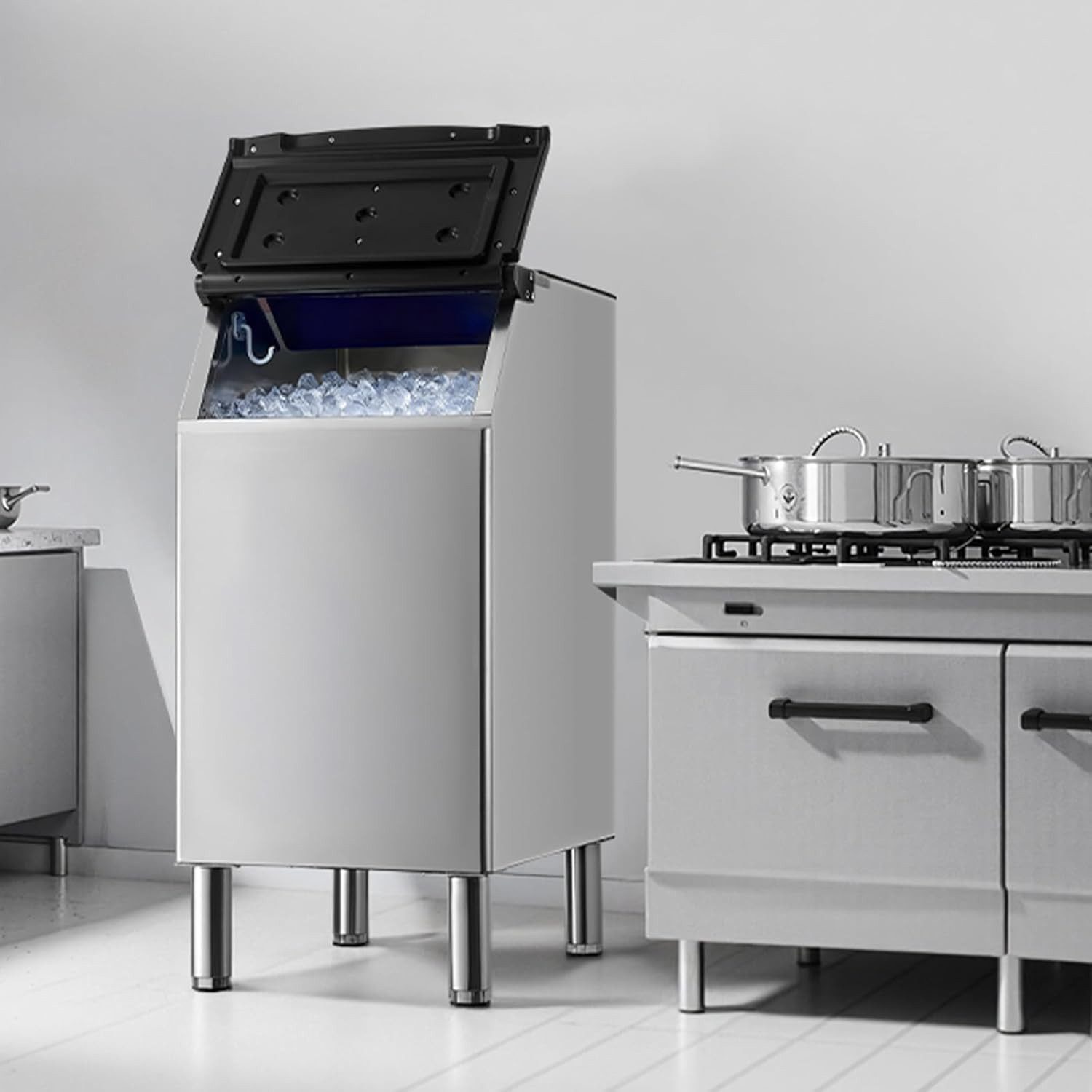 Commercial Ice Maker Storage Bin, 300 LBS Capacity Ice-Bin, Stainless Steel Comm