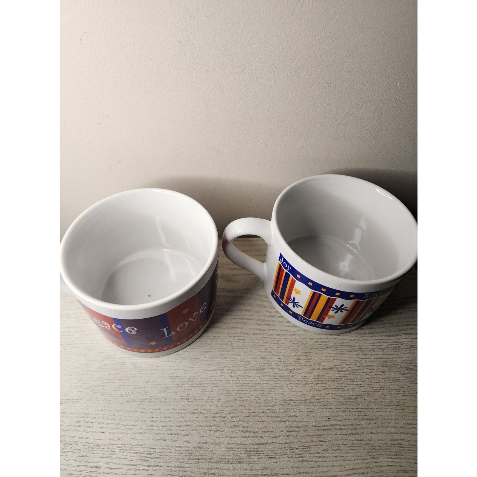 Extra Large 30oz Peace Love Mugs Cups Unbranded Set Of 2