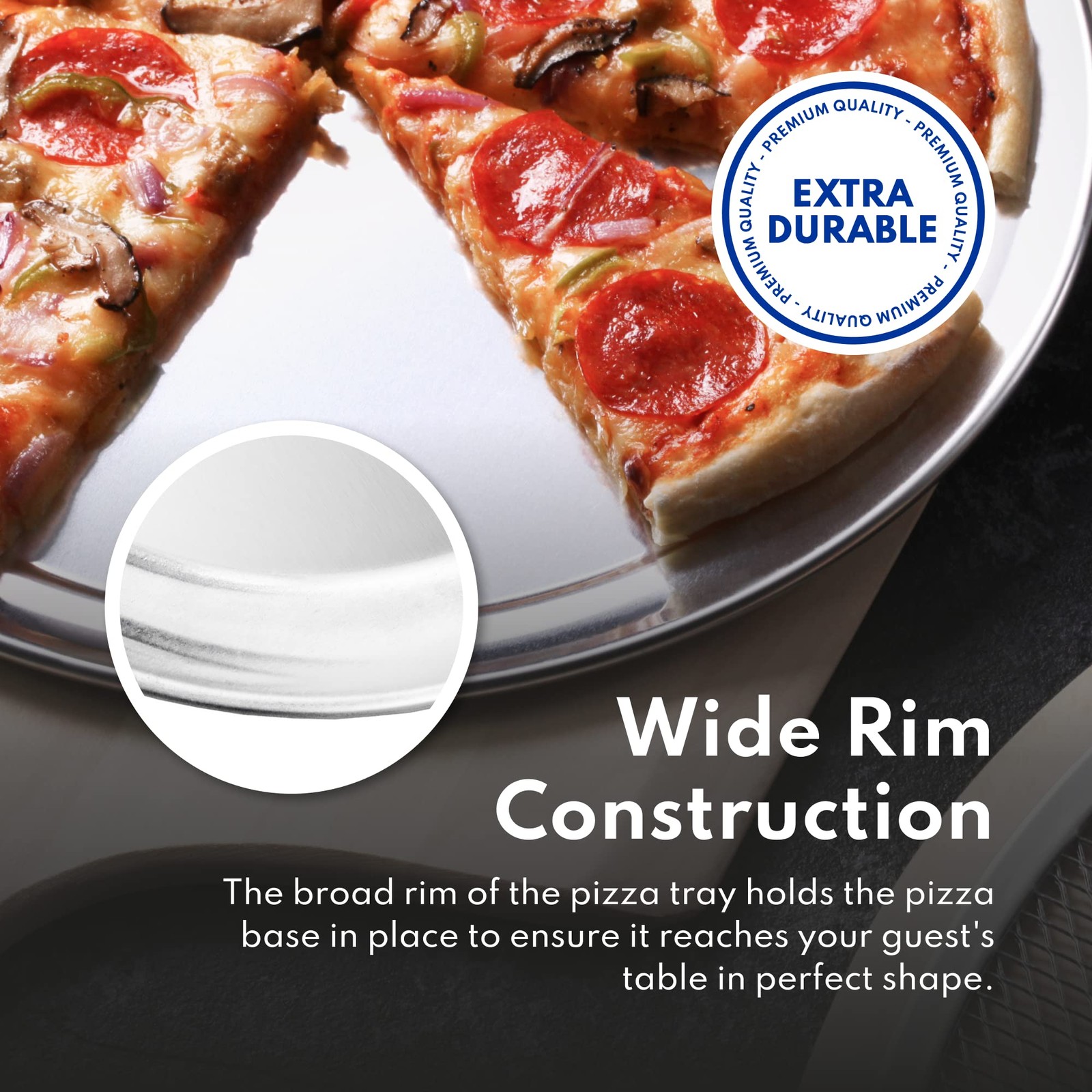 Silver 8 Inch Aluminum Pizza Pan Tray Restaurant Grade Baking Pan