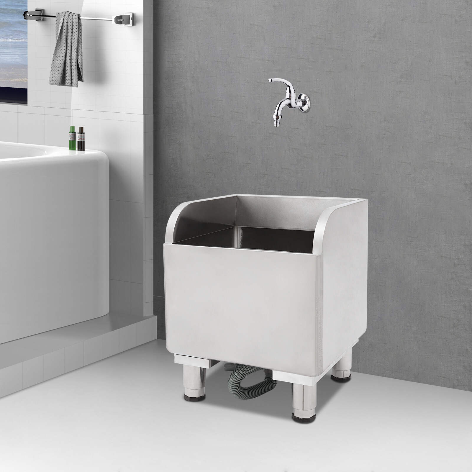 Commercial Floor Mop Sink, Stainless Steel Mop Service Basin, Mop Cleaning Sink