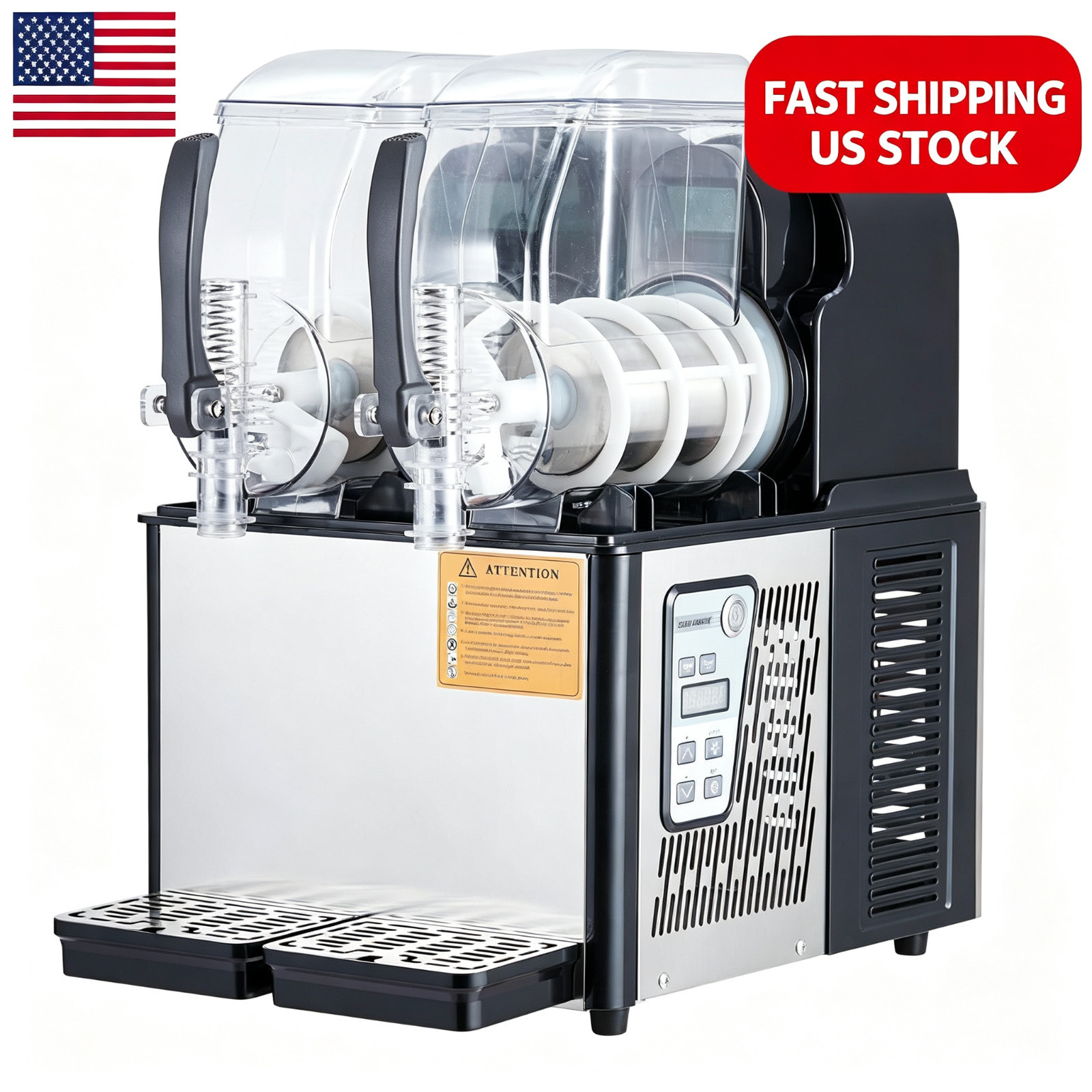 7.2L Frozen Drink Dispenser Dual Tank Slushie Machine High Capacity 370W