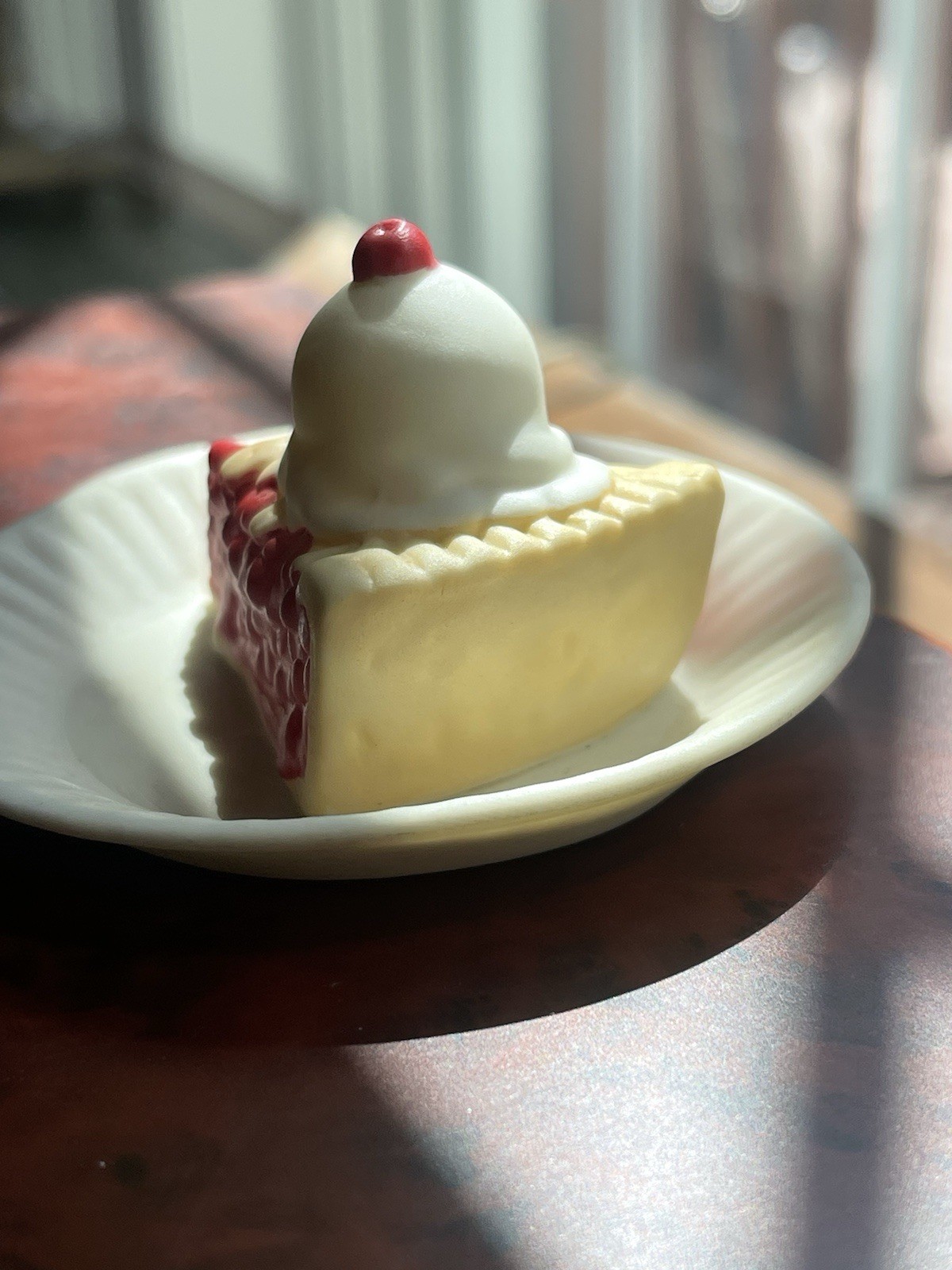 Vintage Ceramic Mini Plate Figurines W/ Cherry Pie & Chocolate Cake Display Food