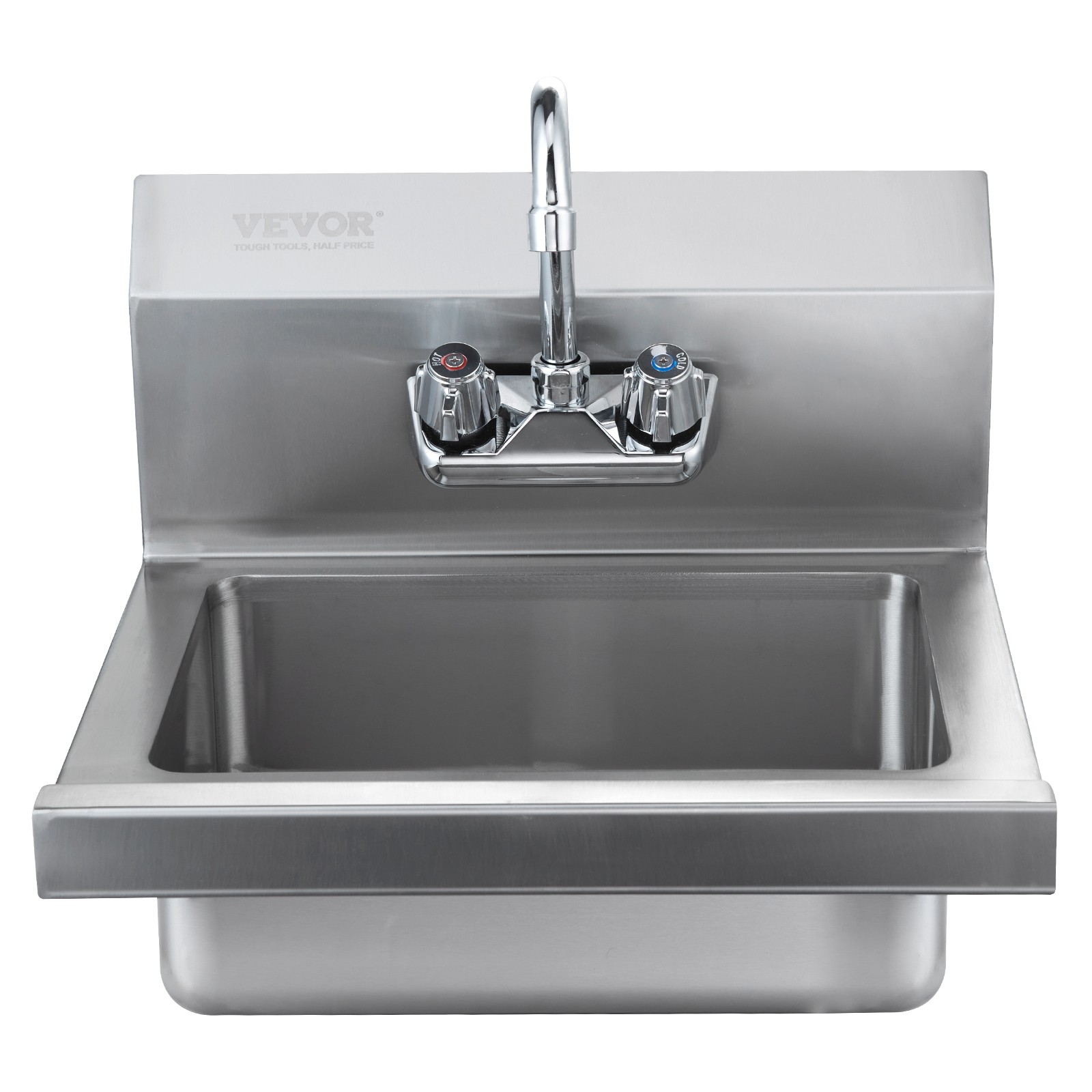 VEVOR 17″x12.8″ Commercial Hand Wash Sink Wall Mount Basin Stainless Steel NSF