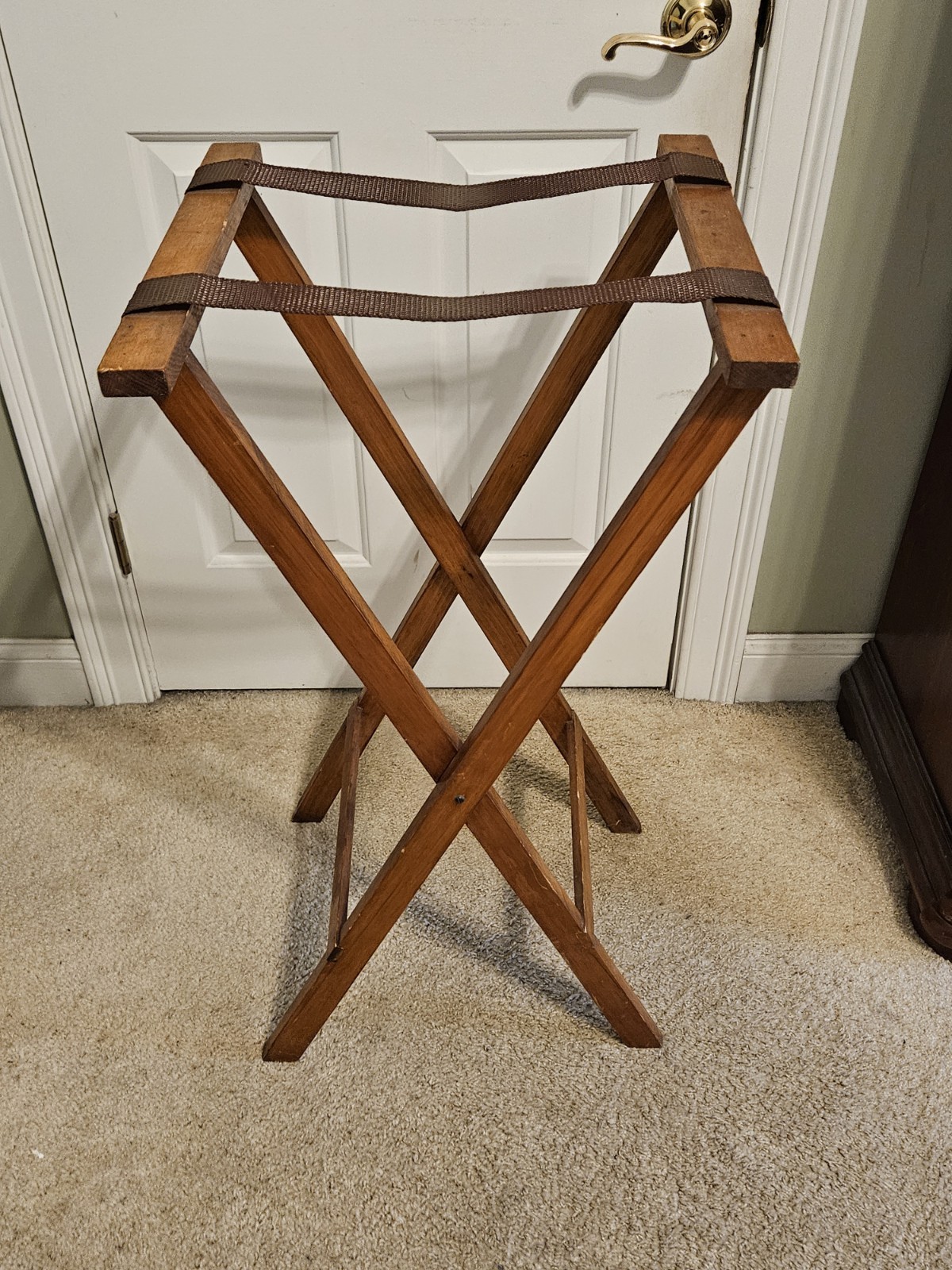 Vintage Restaurant Waitress Folding Server’s Tray Stand in Walnut Finish 38″