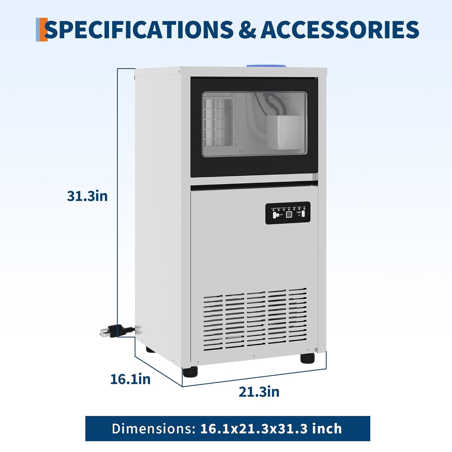 Commercial Ice Maker 120 lbs/24h Ice Cube Machine 13 lbs Storage Restaurant ETL
