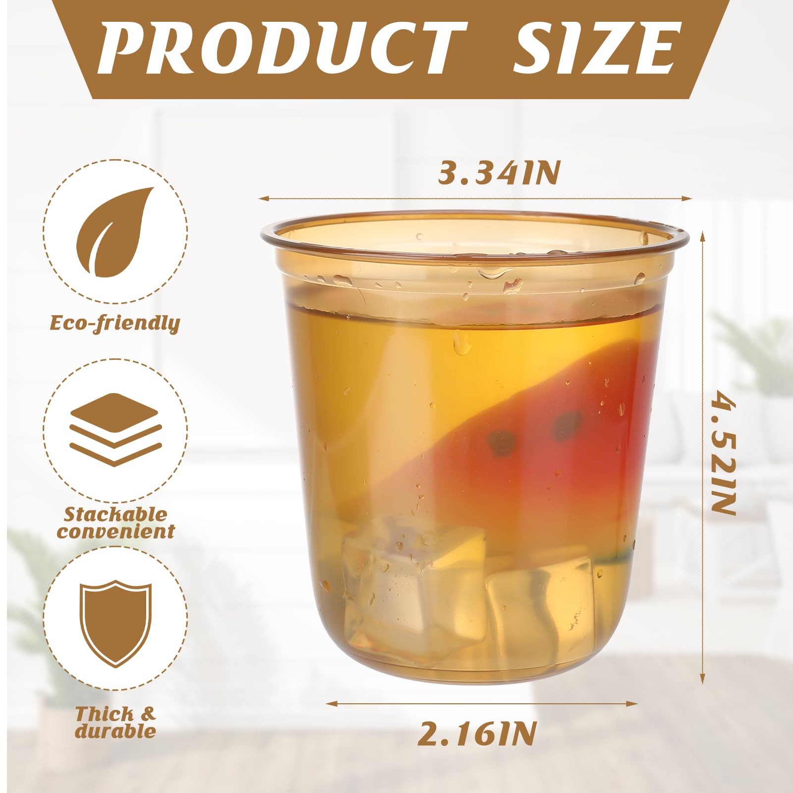 50pcs 12oz Disposable Stemless Glasses,PET Disposable Drinking Cups,Cold Part…