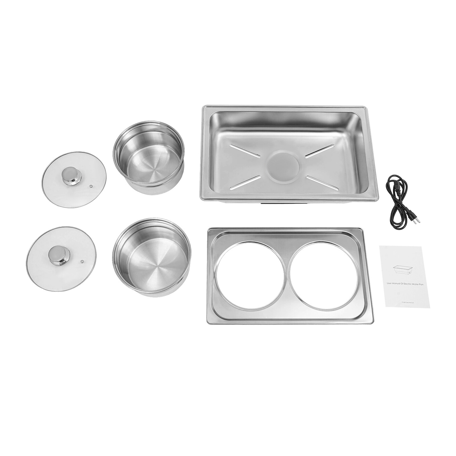 2-Pan Commercial Electric Food Warmer 8L Stainless Steel Food Warmer 95-194??F