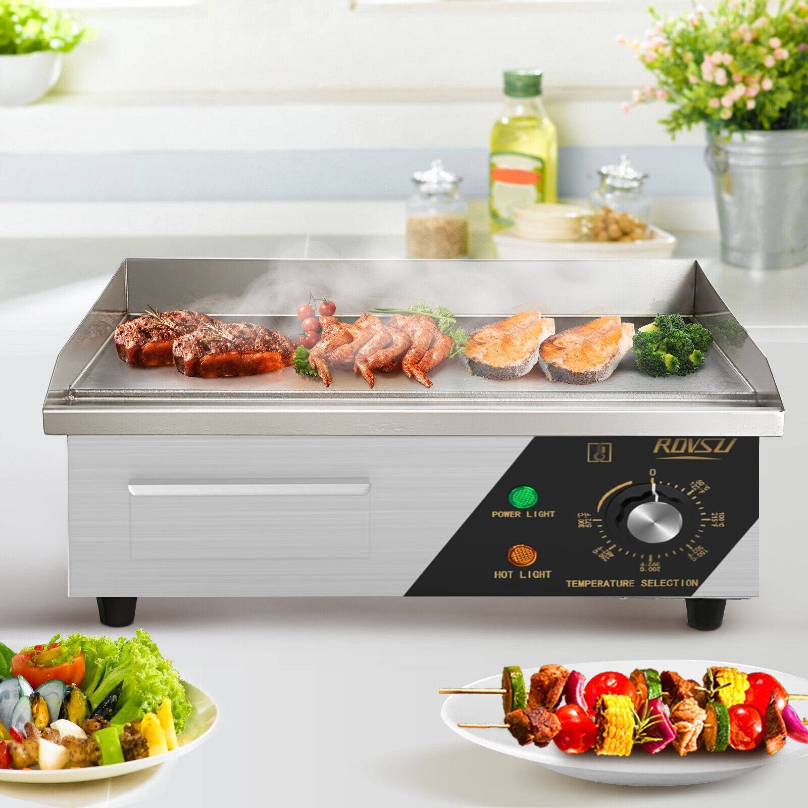 14″ Commercial Electric Countertop Flat Top Griddle, 1500W 110V Electric Griddle