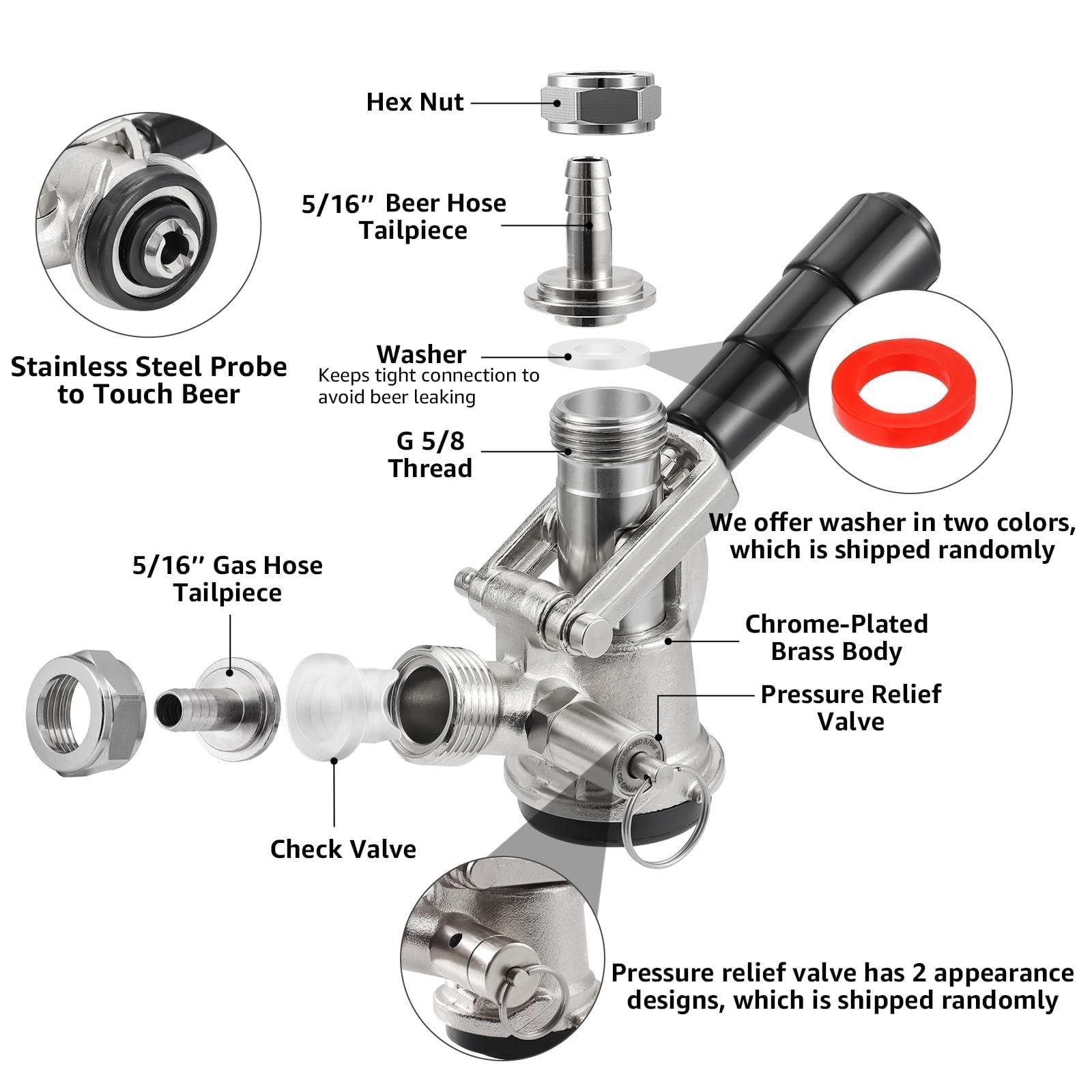 Mrbrew Keg Coupler Sankey D System Keg Tap 304 Stainless Steel Probe