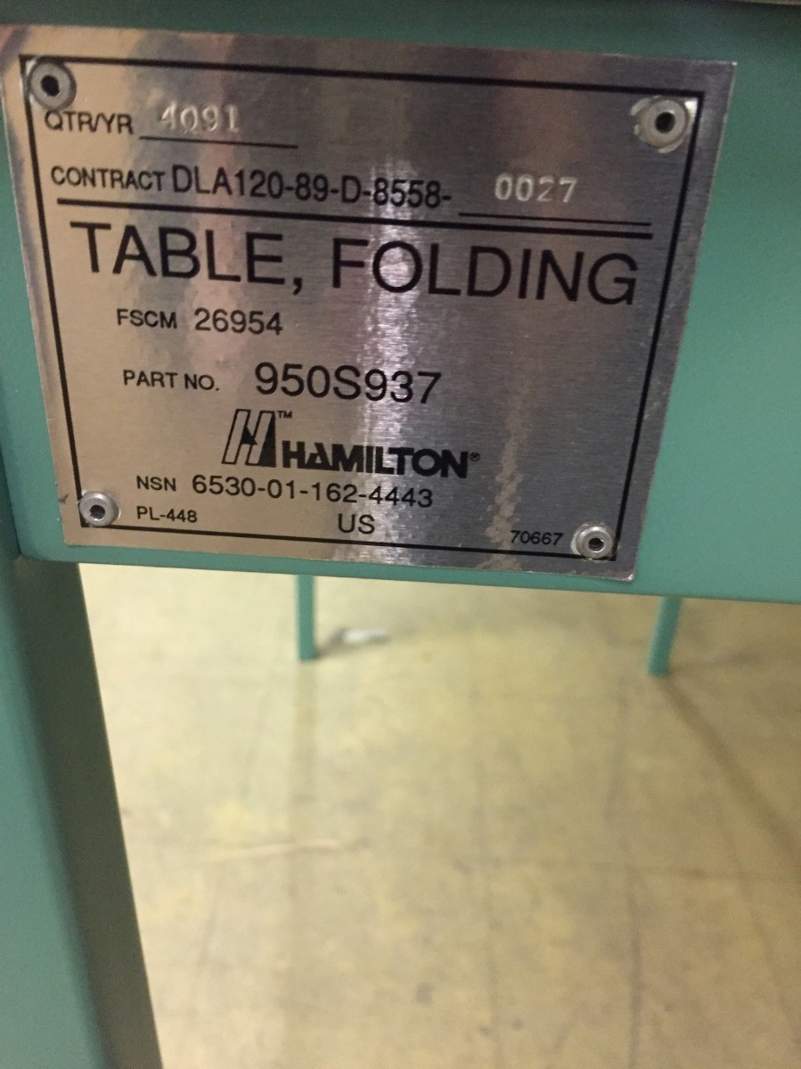 NEW HAMILTON Folding Leg Table Stainless Steel Top Heavy Duty 950S937 45x30x36″