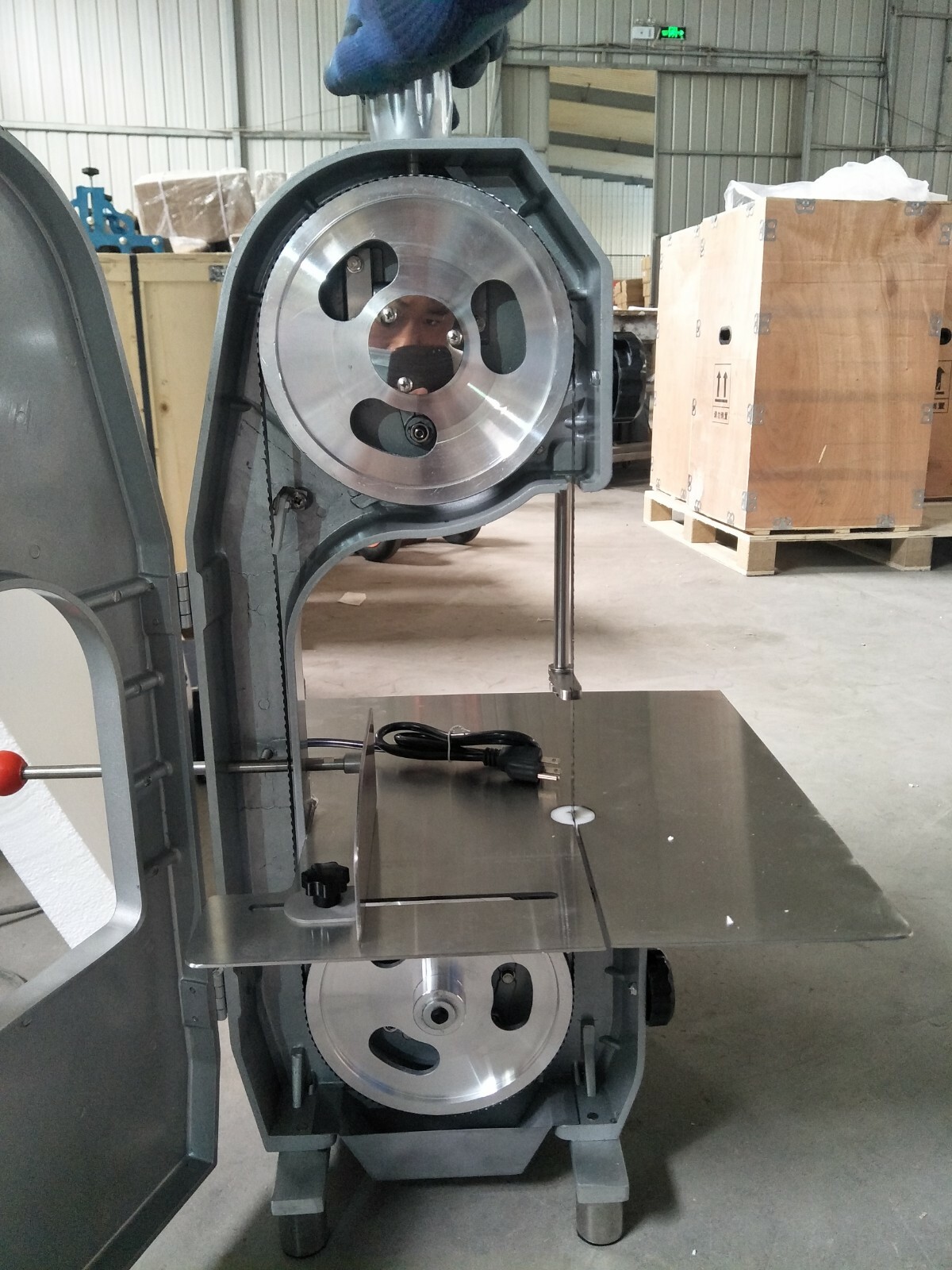 PreAsion Electric Meat Bone Saw Machine Frozen Bone Cutting with Two Blades