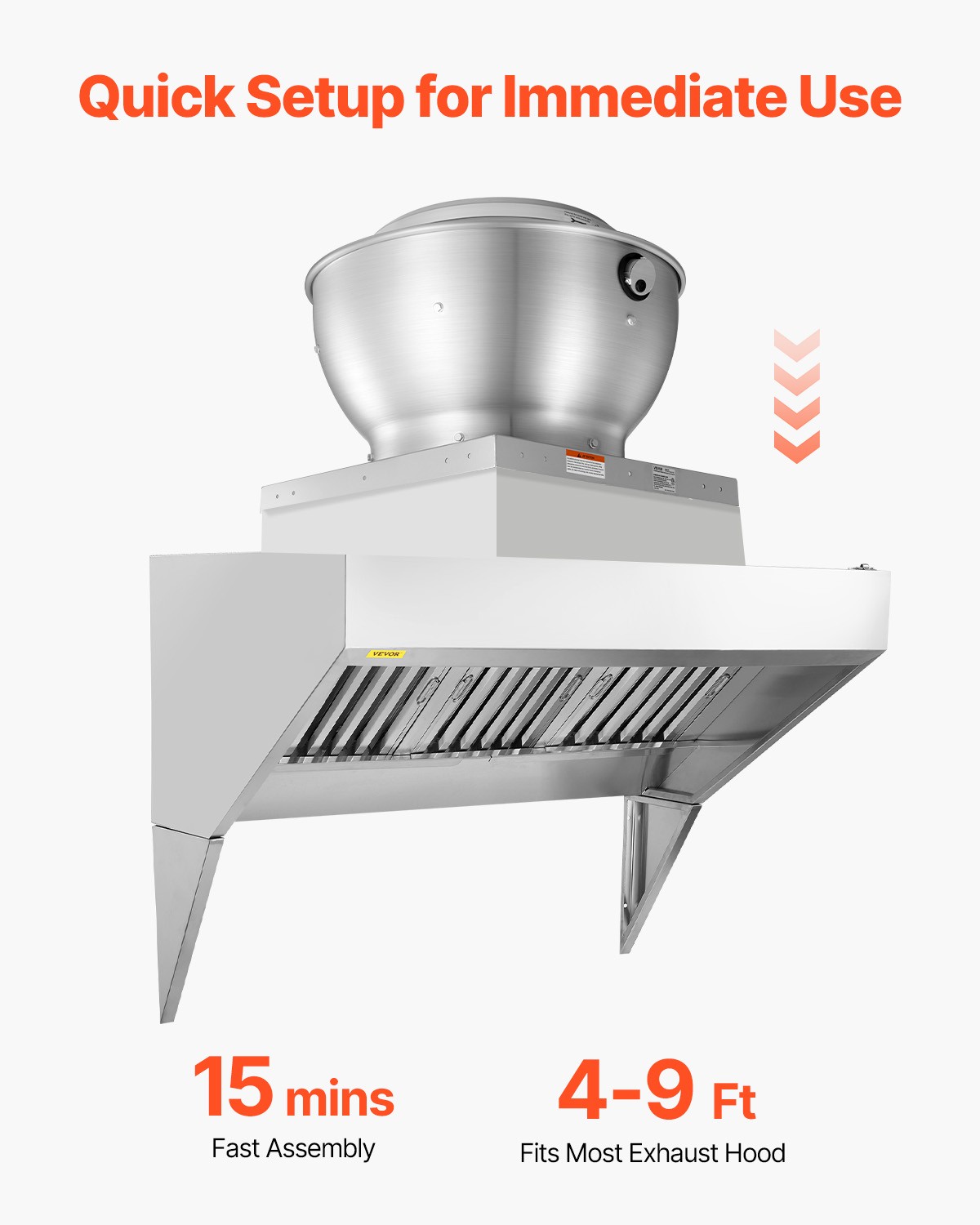 VEVOR Commercial Kitchen Exhaust Fan 2109 CFM 0.75HP 560W Food Truck Exhaust Fan