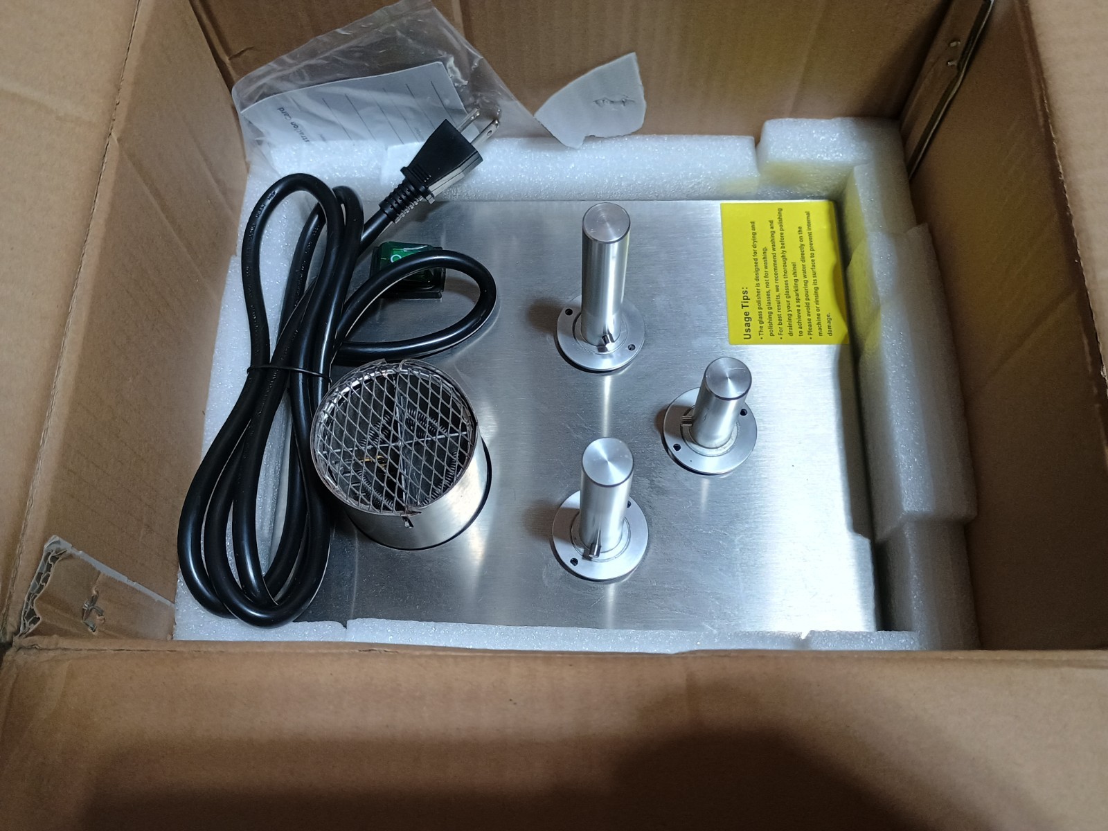 Bar Maid GP-3 Mini Three Brush Electric Glass Polisher – 110-120V – FAST SHIP!