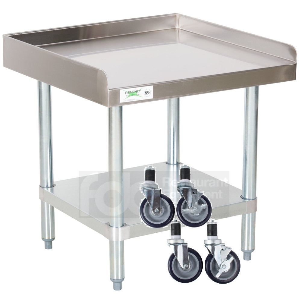 24″ x 24″ Heavy Equipment Stand w/ Casters Stainless Steel Work Table Commercial