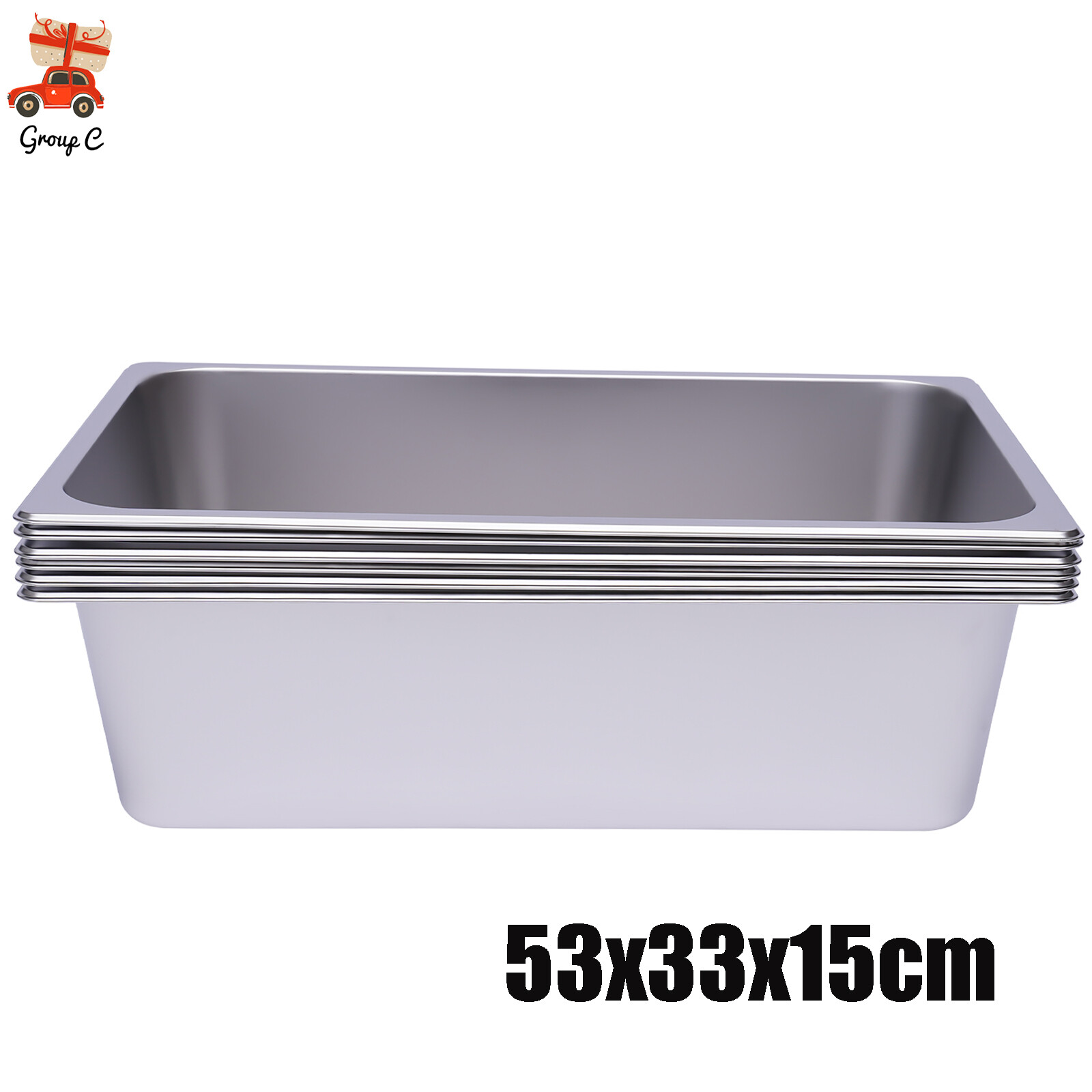 6 Pack Steam Table Pans Full Size 6In Deep Stainless Steel Catering Buffet Pan