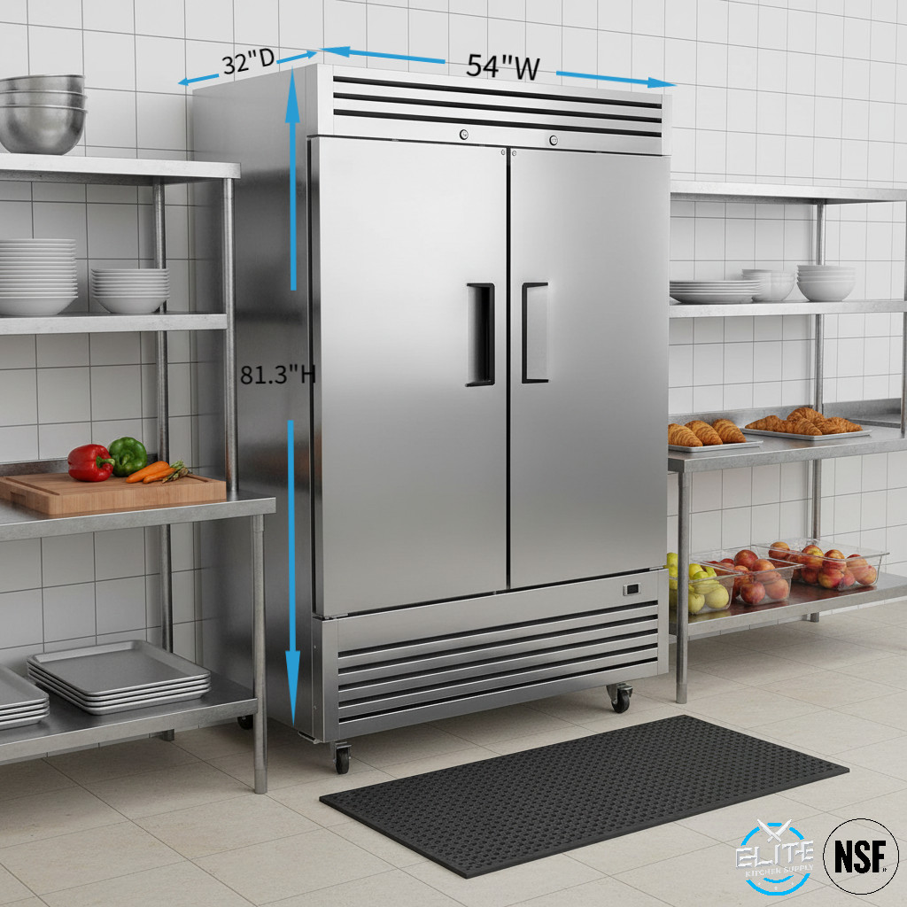 NSF 54″ Reach-In Refrigerator 2 Solid Door Commercial Stainless Steel Restaurant