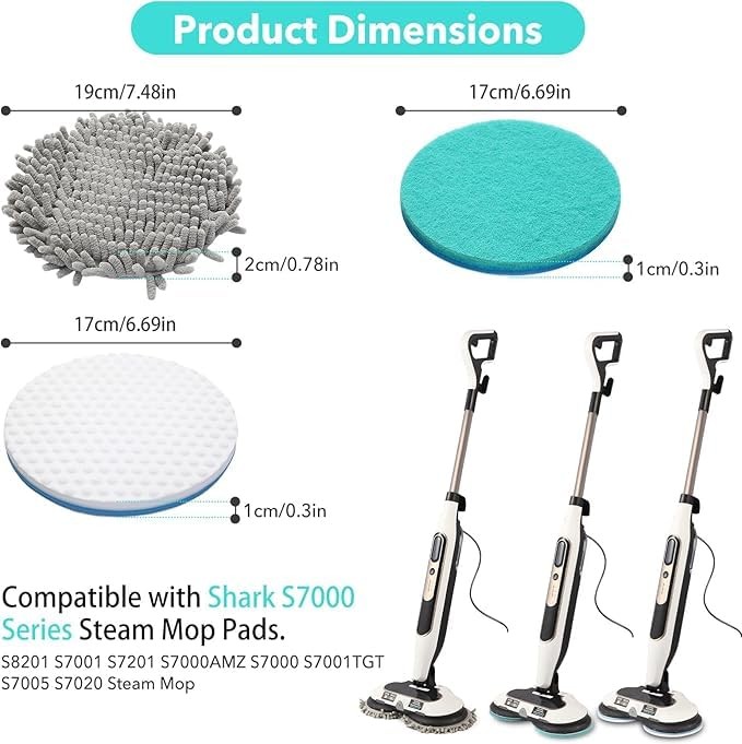 Frescares 6 Packs Steamscrub Mop Pads Replacement Power Pads Compatible
