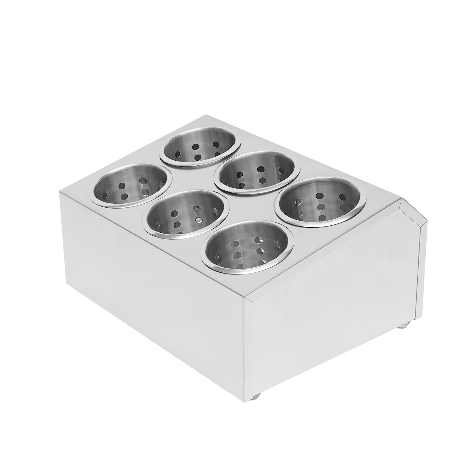 6 Holes Flatware Cylinder Holder Commercial Stainless Steel Utensil Storage
