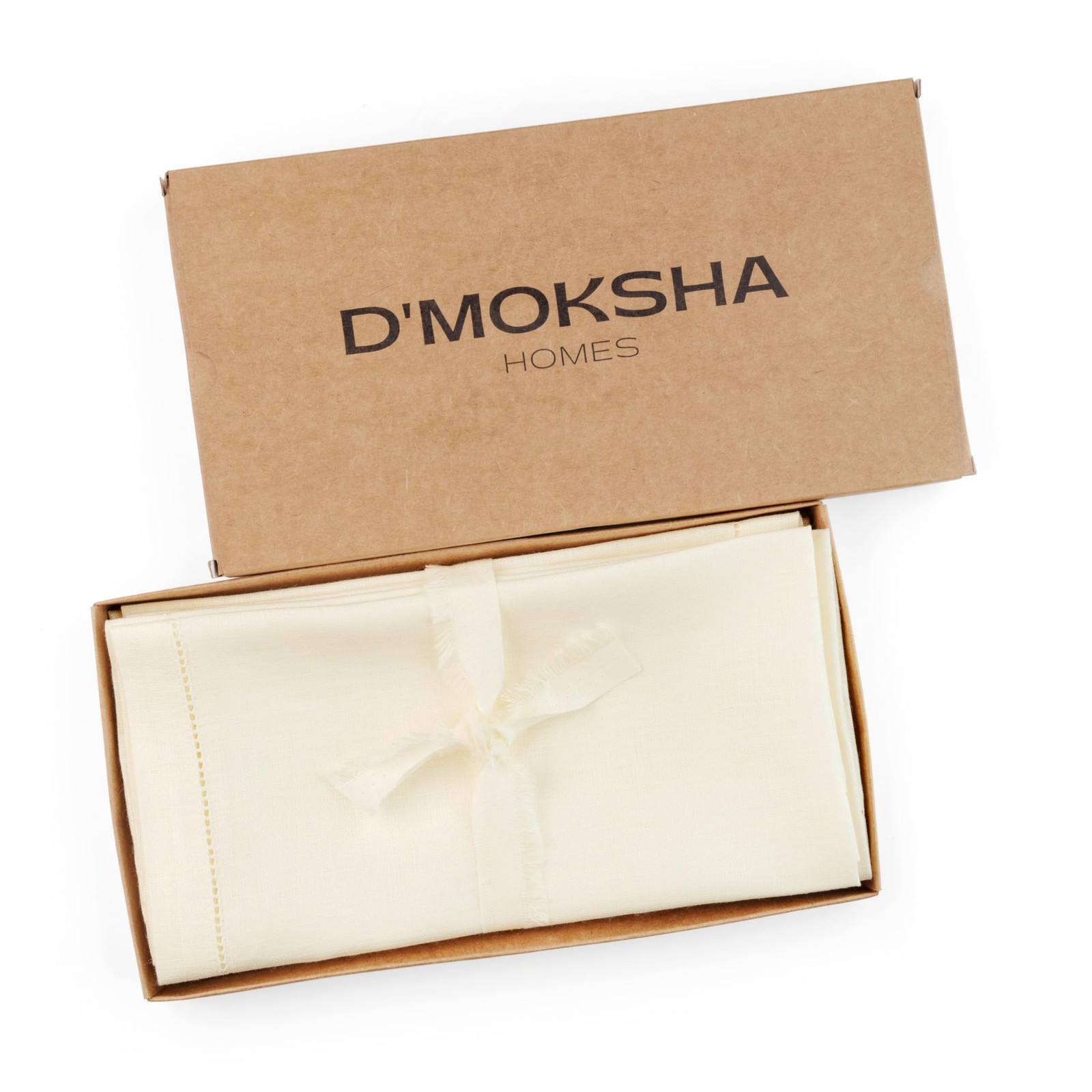 D’Moksha Homes Signature Linen By Dmoksha Ivory Dinner Napkins Set Of 8 20 X 20