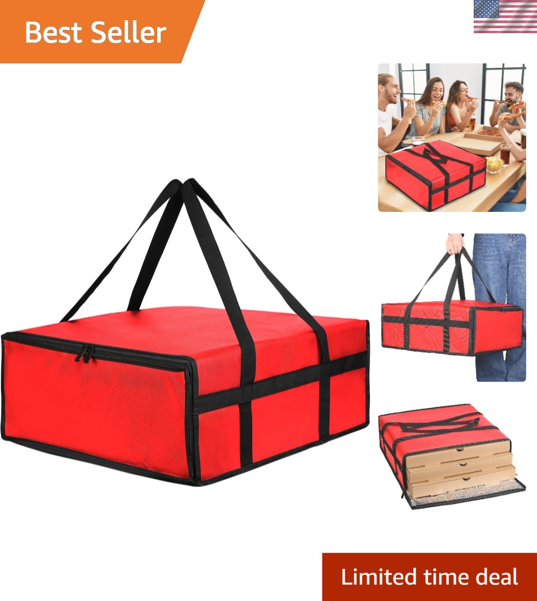 Insulated Pizza Carrier Large Delivery Bag Food Bag 20×20 for Delivery