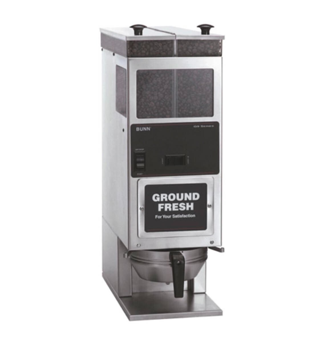 BUNN G9-2 HD-S STAINLESS STEEL PORTION CONTROL DUAL HOPPER COFFEE GRINDER