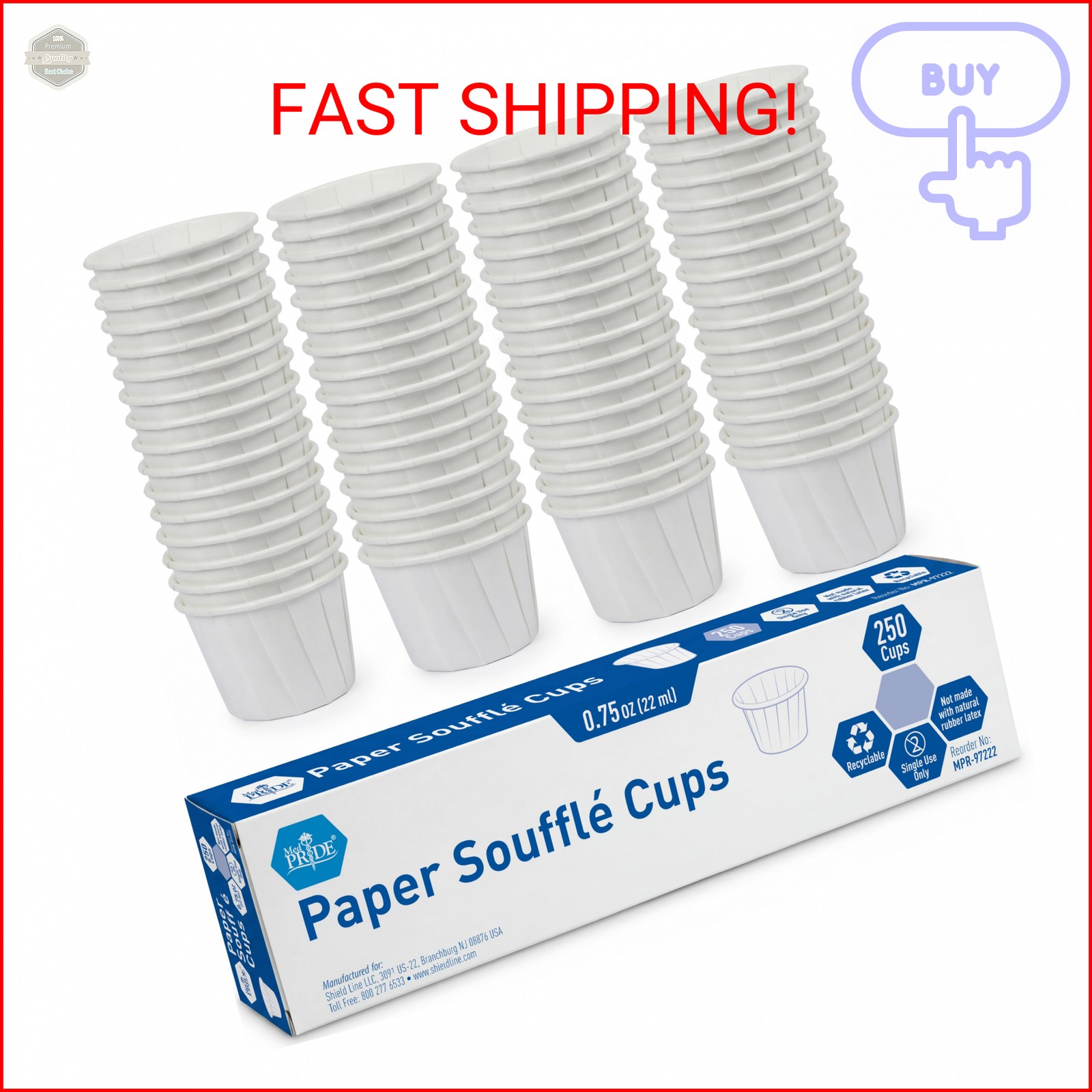 MED PRIDE Disposable 250 Pack Paper Souffle Medicine Cups-0.75 Ounce, Dispenser