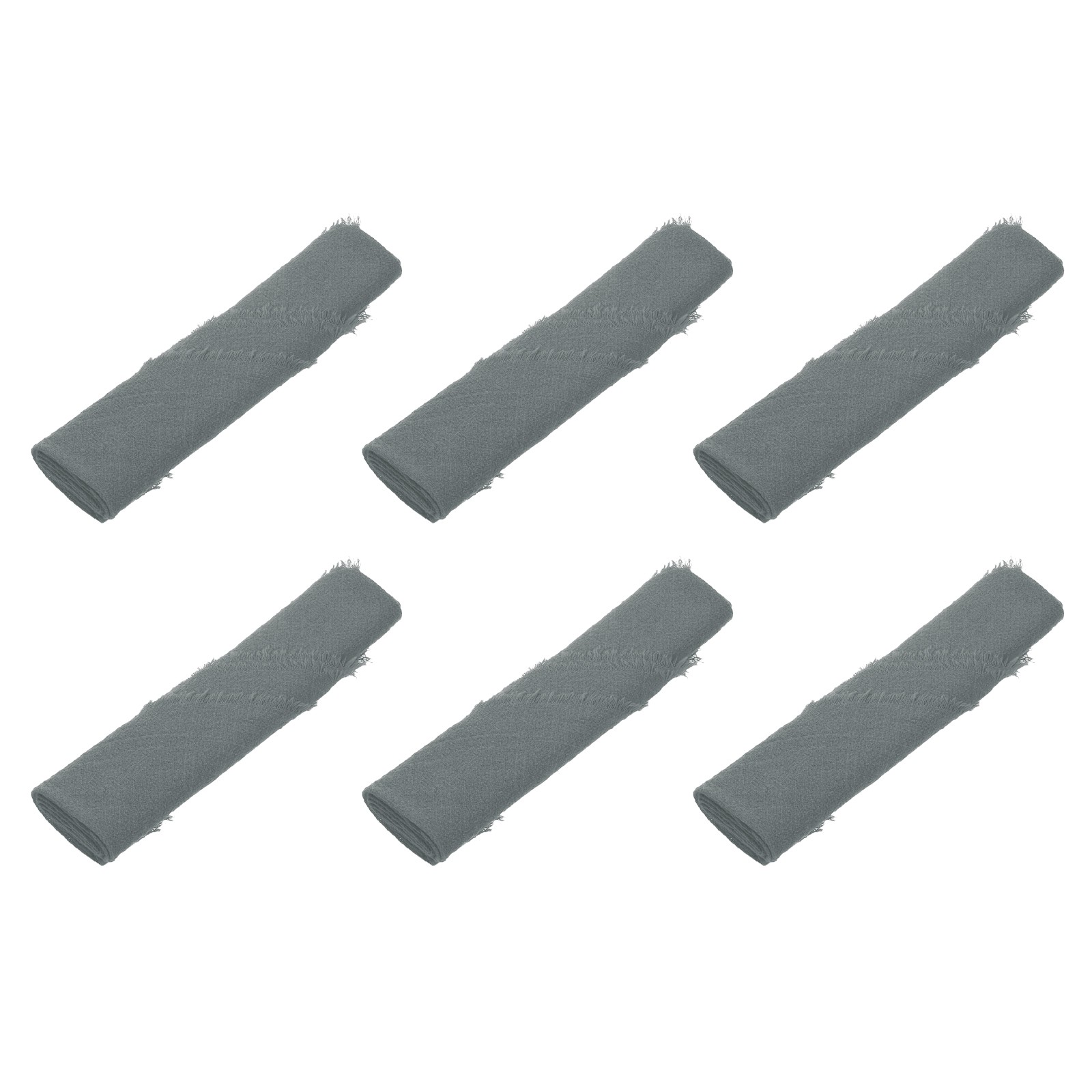 6pcs Cloth Napkins 16.5×16.5 Inches Cotton Linen Napkins with Fringe Grey