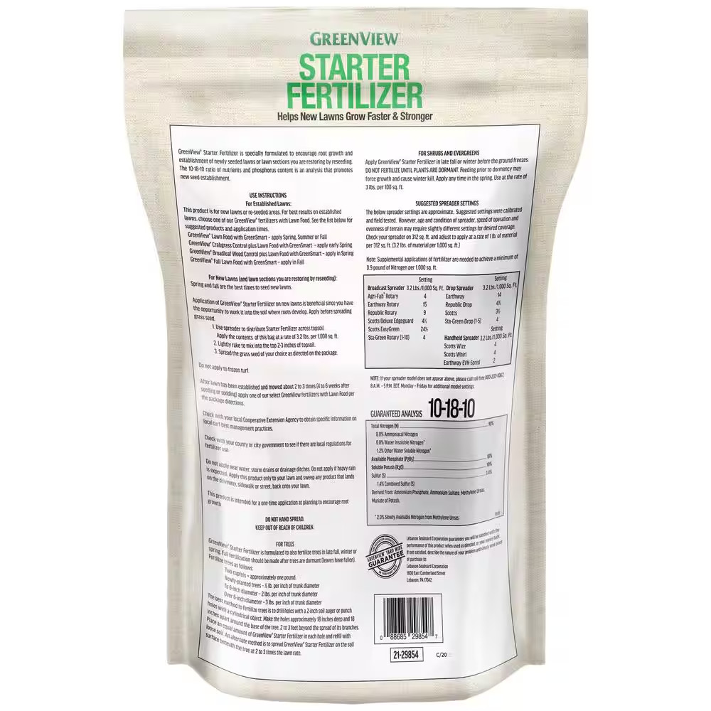8 Lbs. 2,500 Sq. Ft. Spring or Fall Lawn Starter Fertilizer 10-18-10