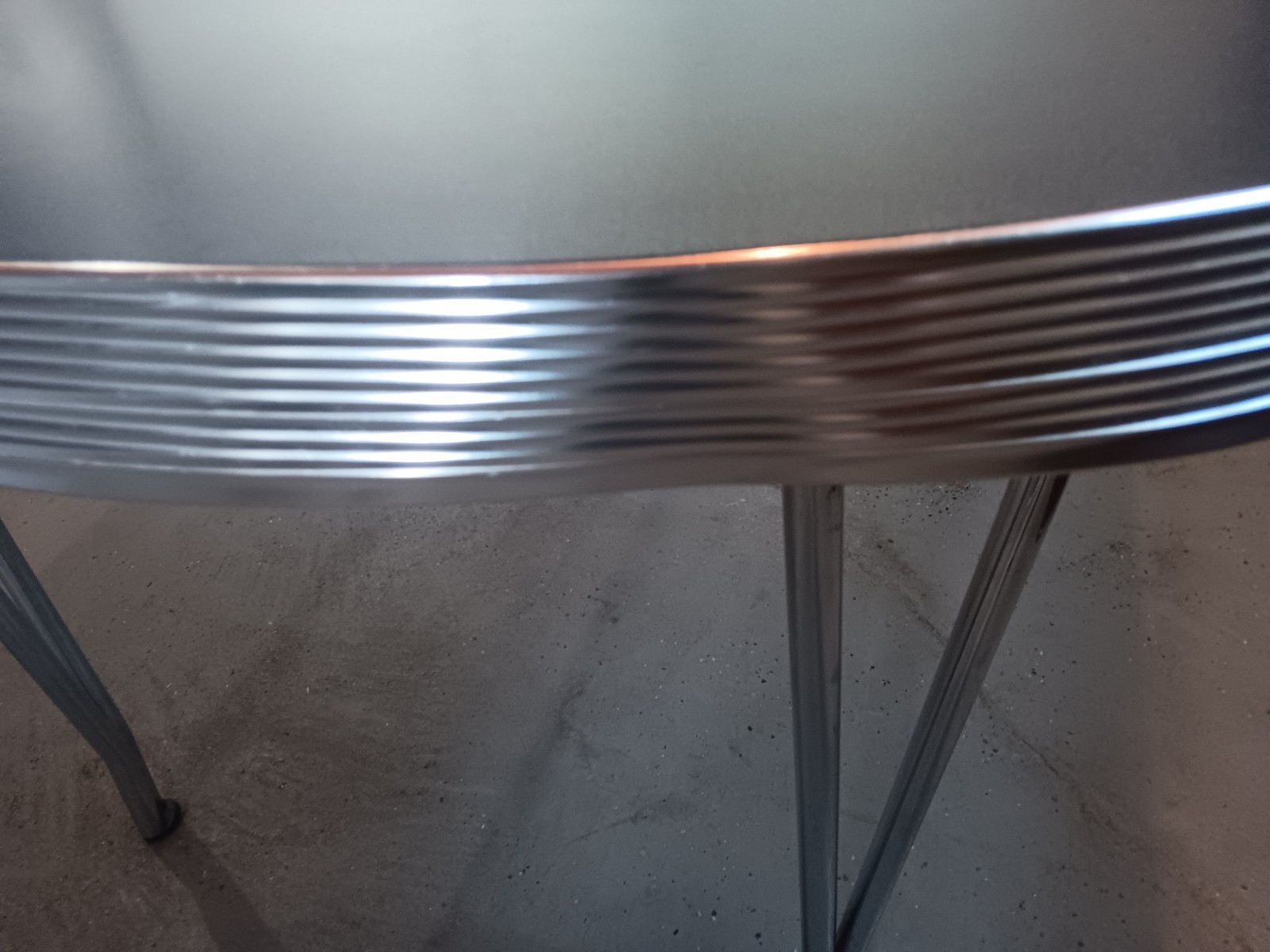 Retro Style, Chrome Edge Table and 4pc. Pink Chair Set