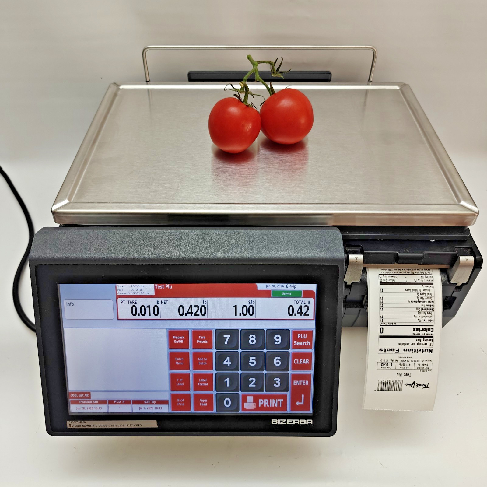 Bizerba XC-100 Commercial 30 lb Touchscreen Digital Scale w/WiFi & Printer