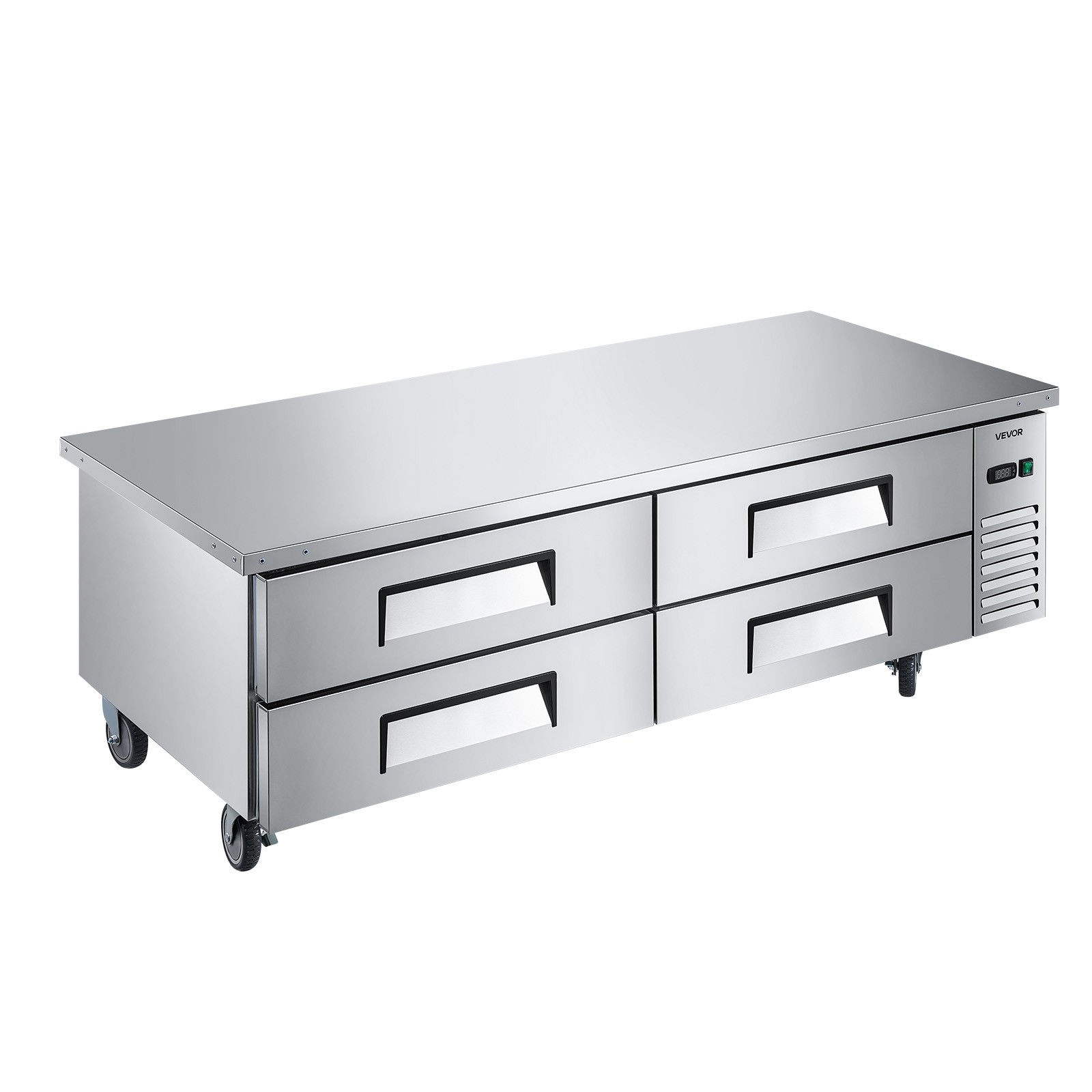VEVOR Commercial Chef Base Refrigerator Kitchen Prep Worktable 72 in Four Drawer